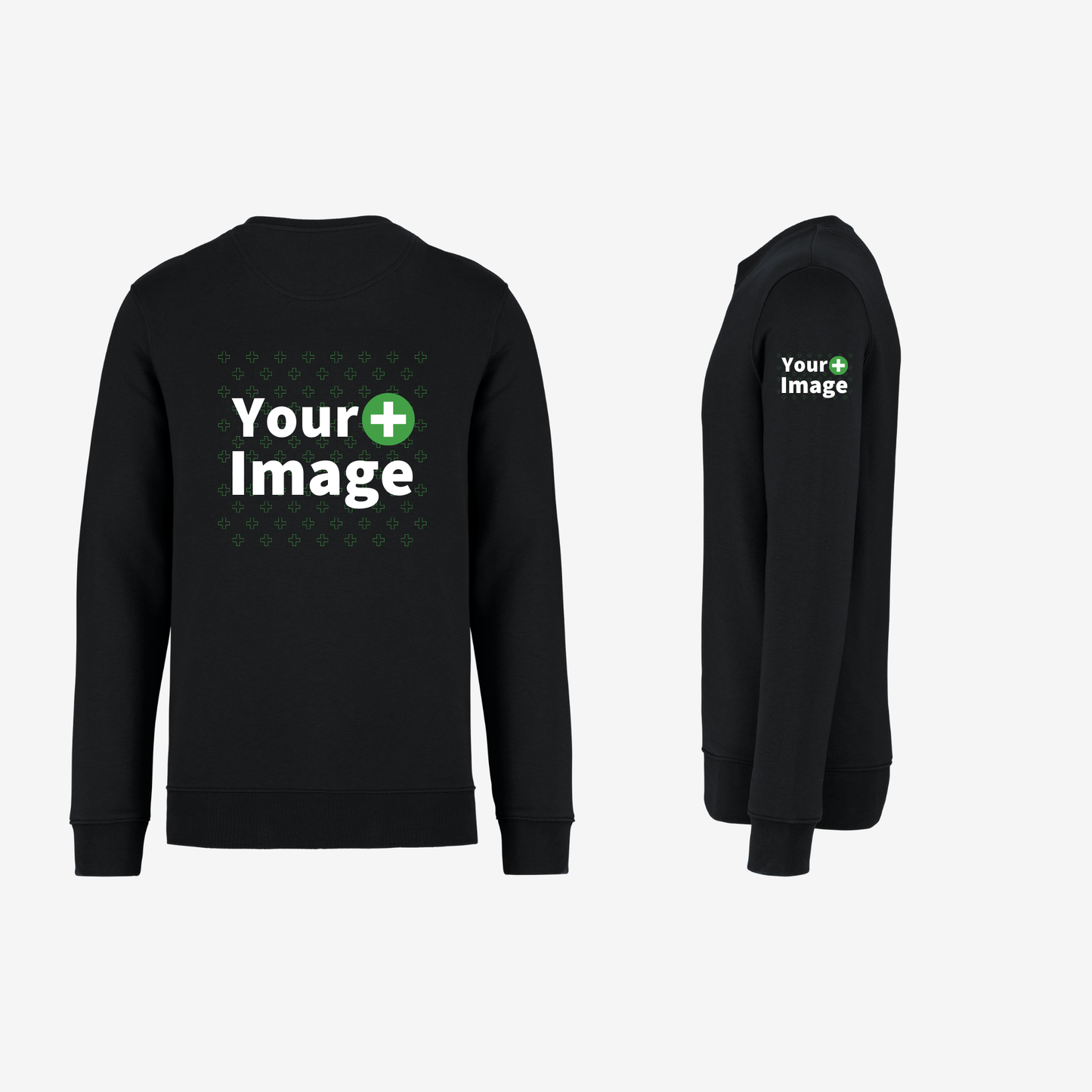 Custom Printed - CREW NECK SWEATSHIRT - Black