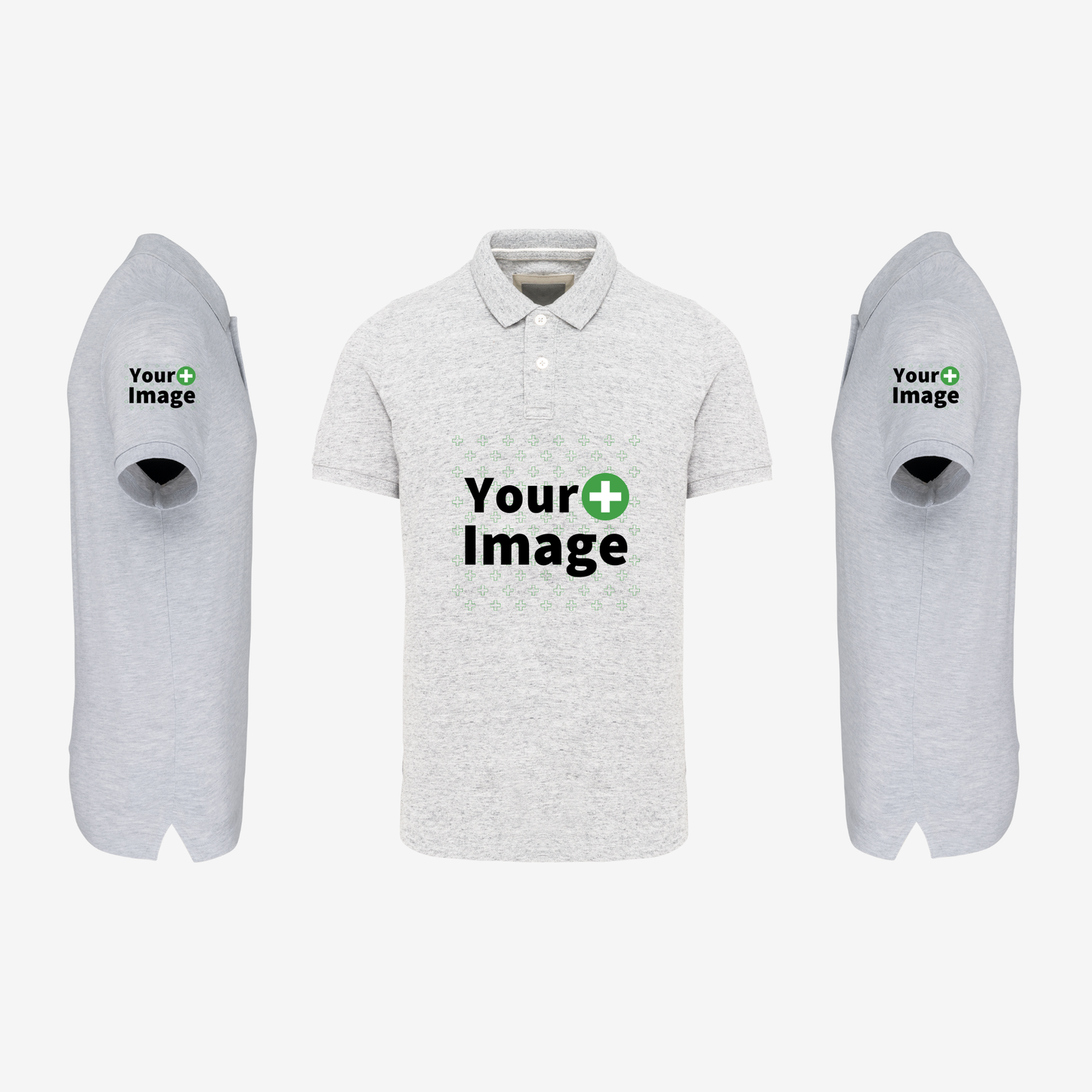 Custom Printed - SHORT SLEEVE POLO - Heather Ash Gray