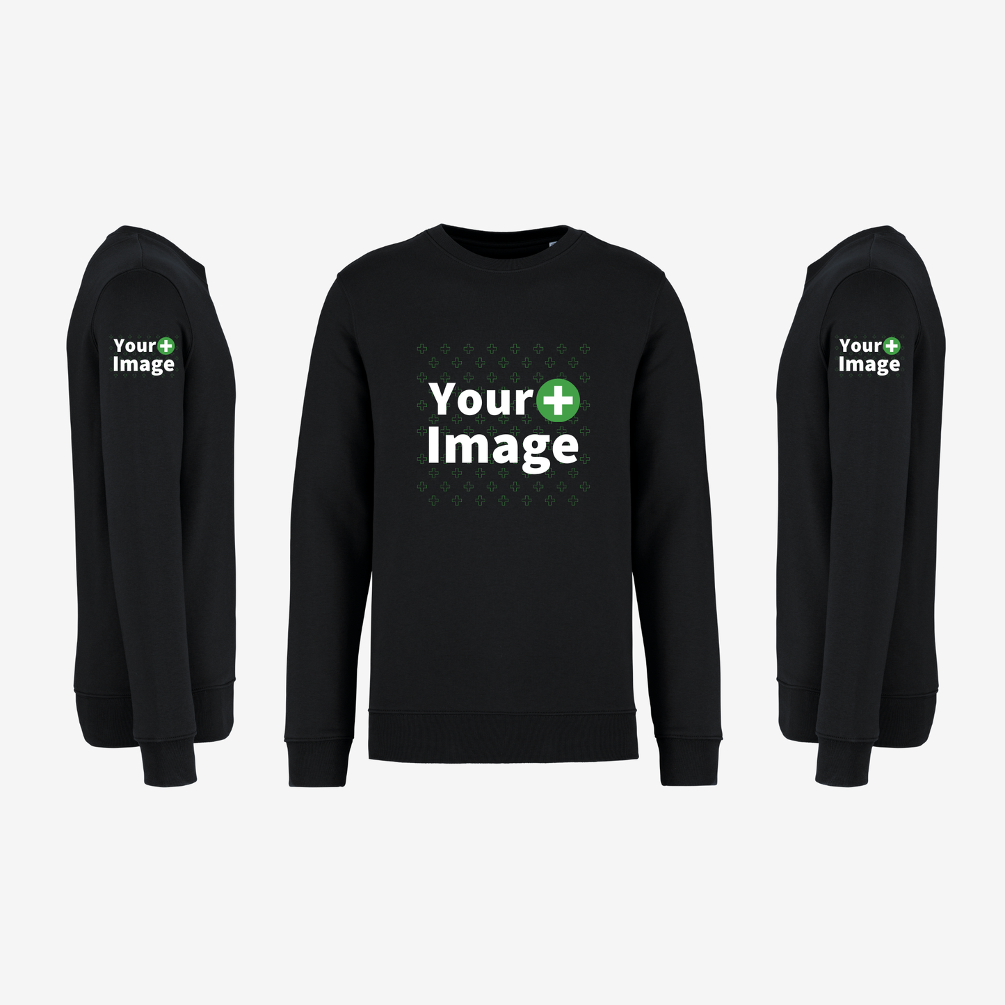 Custom Printed - CREW NECK SWEATSHIRT - Black