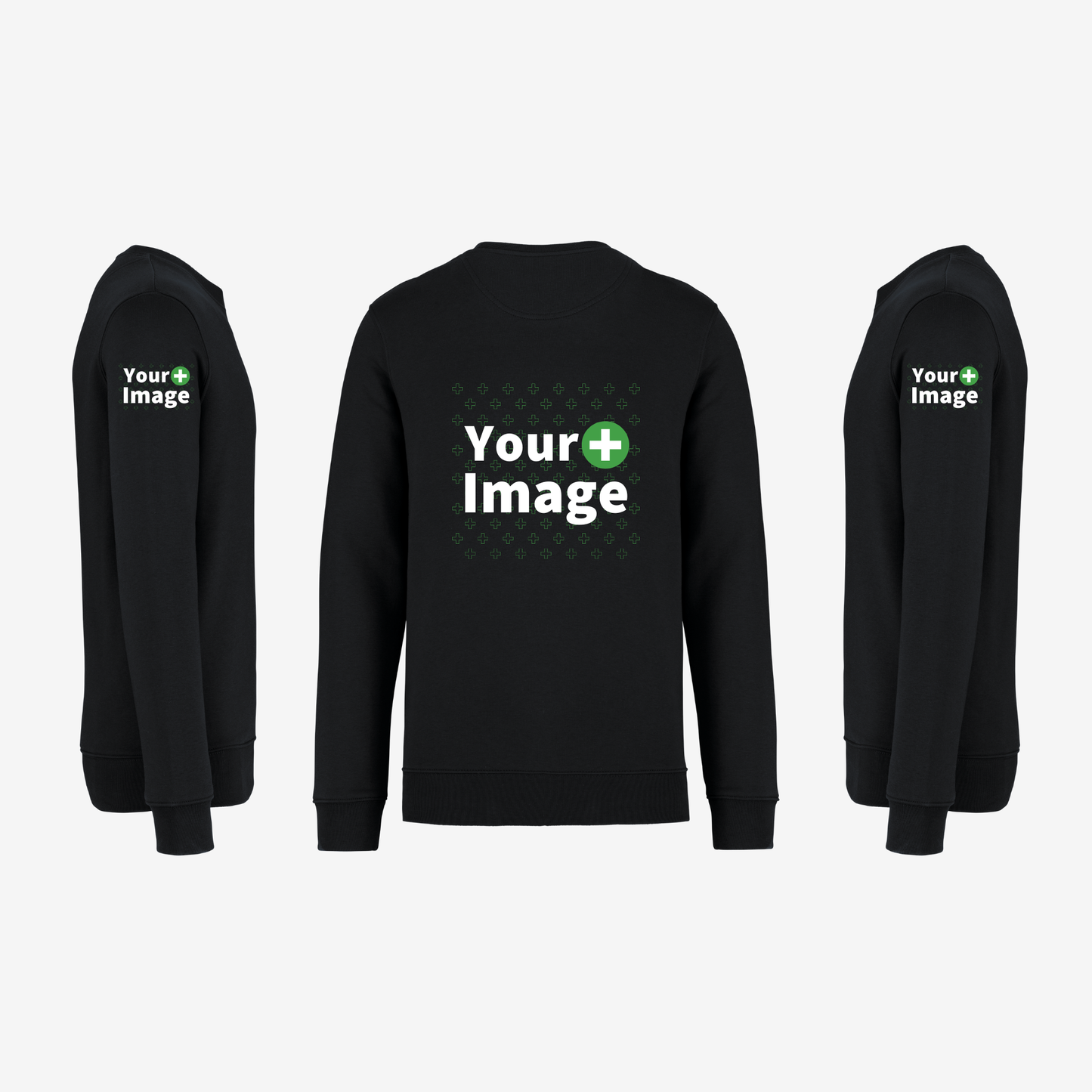 Custom Printed - CREW NECK SWEATSHIRT - Black