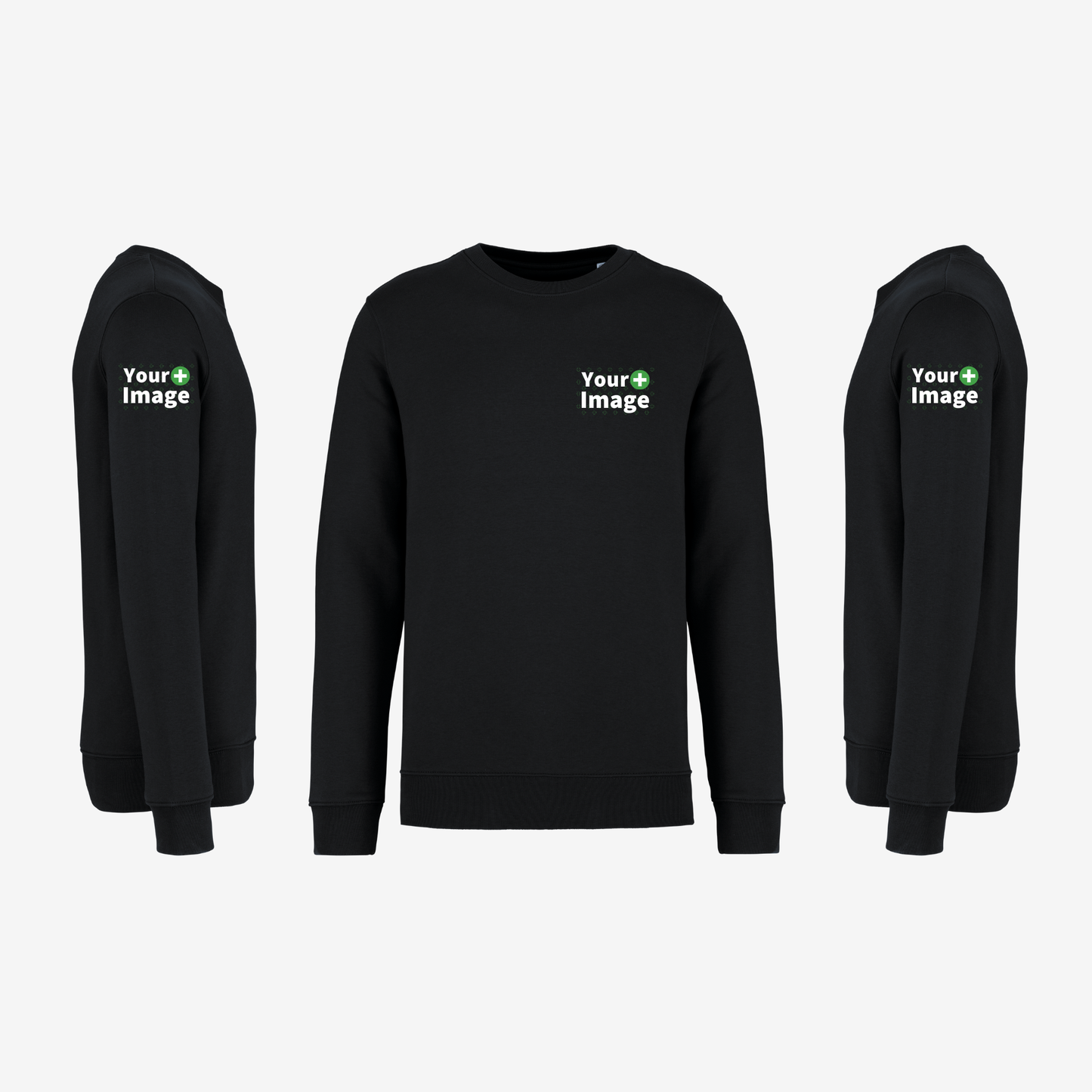 Custom Printed - CREW NECK SWEATSHIRT - Black
