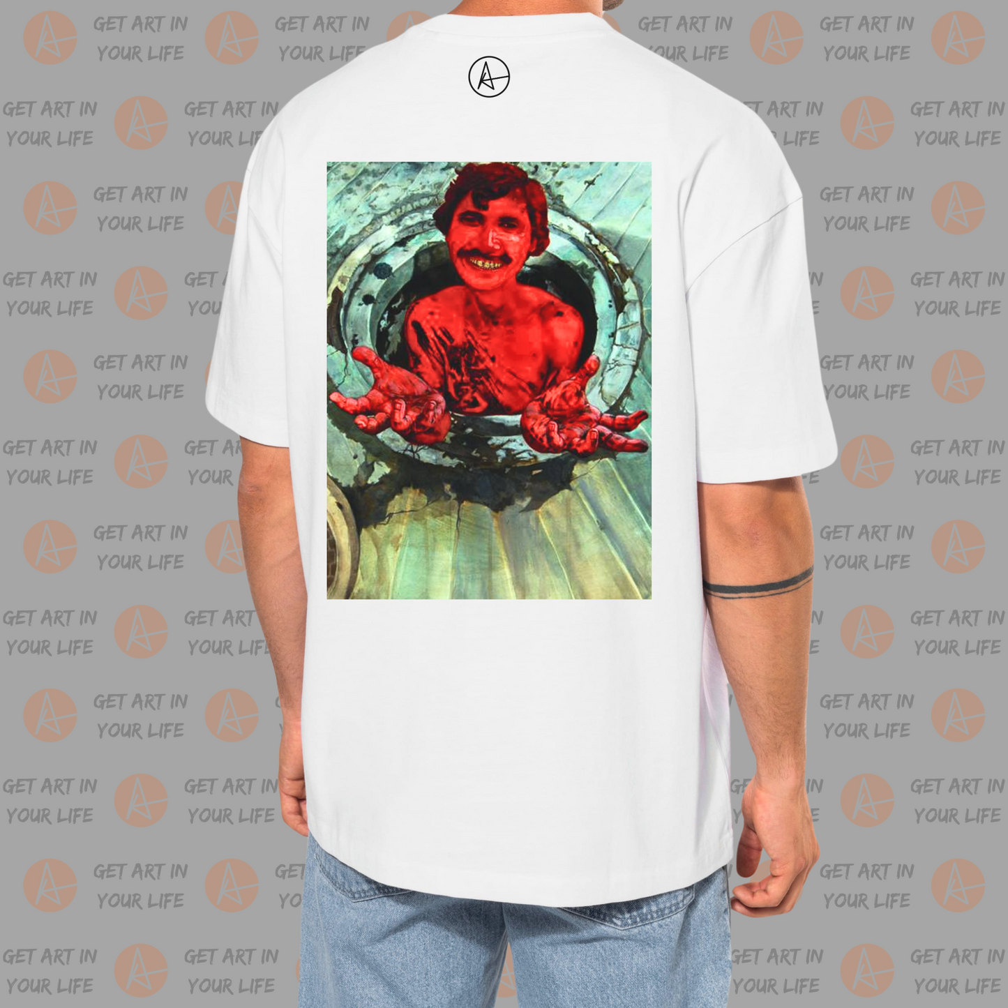 Man Hole on OVERSIZED DROP SHOULDER PLAIN T-SHIRT