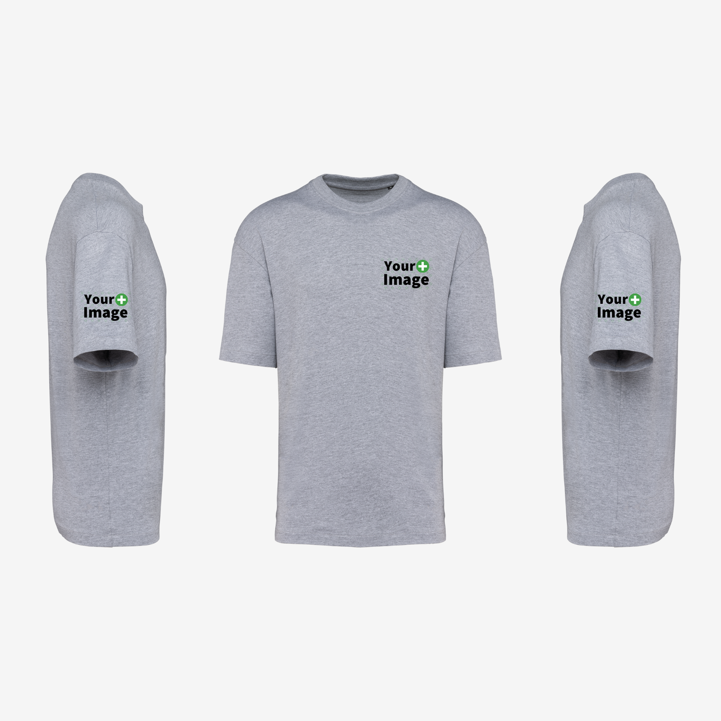 Custom Printed - OVERSIZED DROP SHOULDER T-SHIRT - Heather Slub Gray