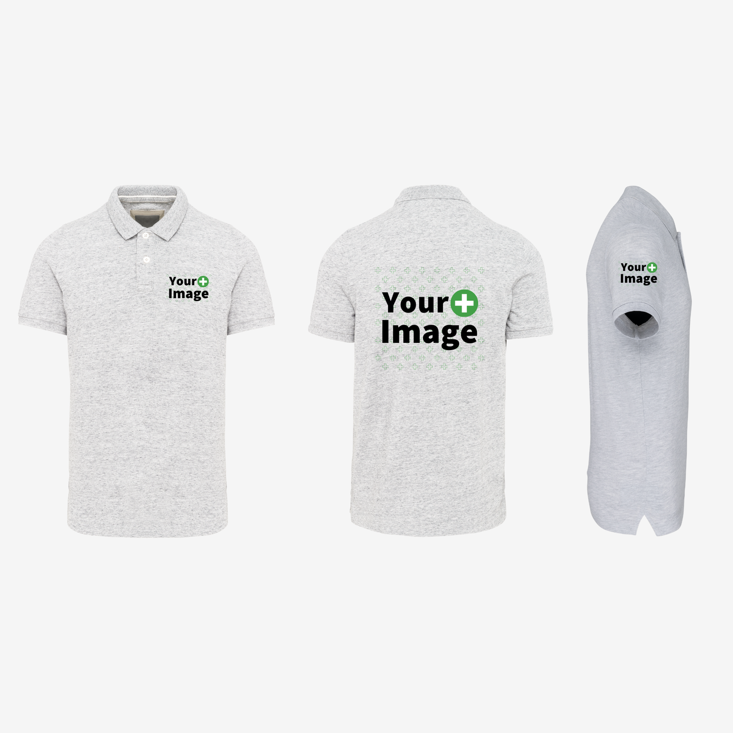 Custom Printed - SHORT SLEEVE POLO - Heather Ash Gray