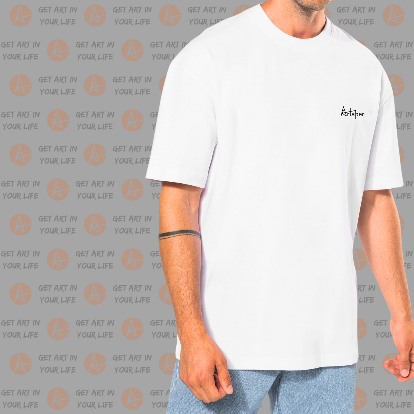 Man Hole on OVERSIZED DROP SHOULDER PLAIN T-SHIRT