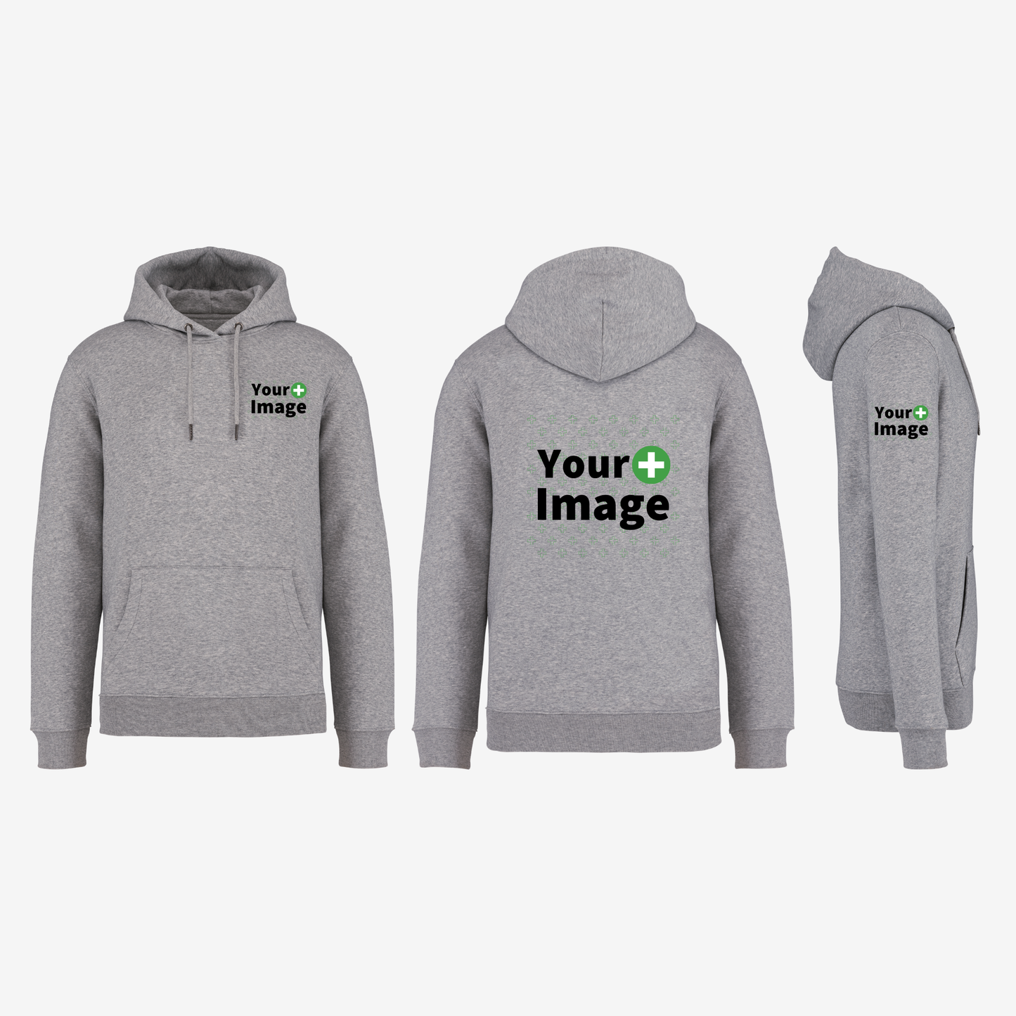 Custom Printed - HOODED SWEATSHIRT - Heather Slub Gray