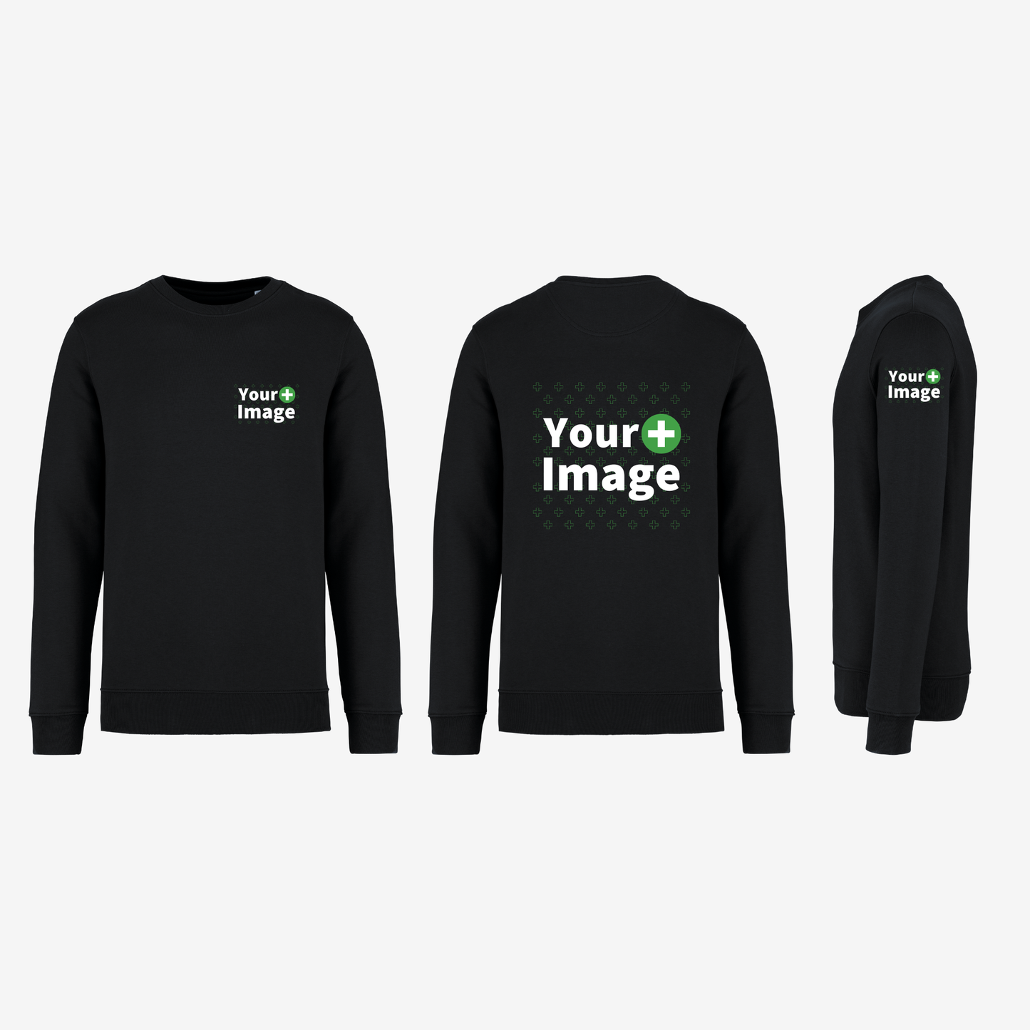 Custom Printed - CREW NECK SWEATSHIRT - Black