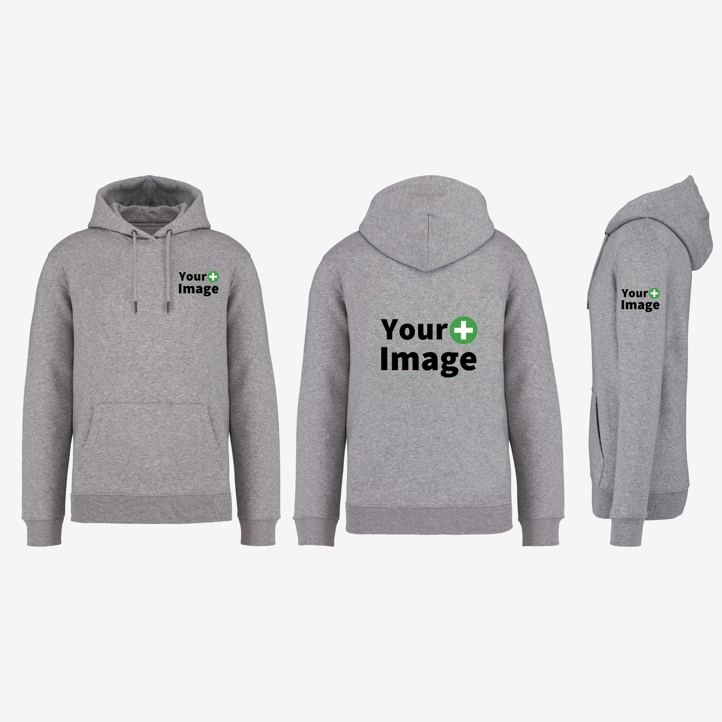 Custom Printed - HOODED SWEATSHIRT - Heather Slub Gray