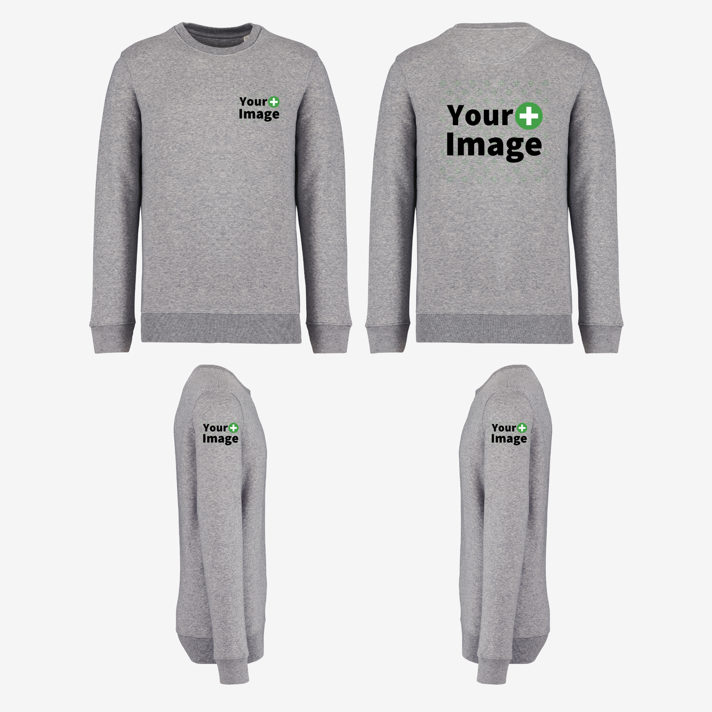 Custom Printed - CREW NECK SWEATSHIRT - Heather Slub Gray