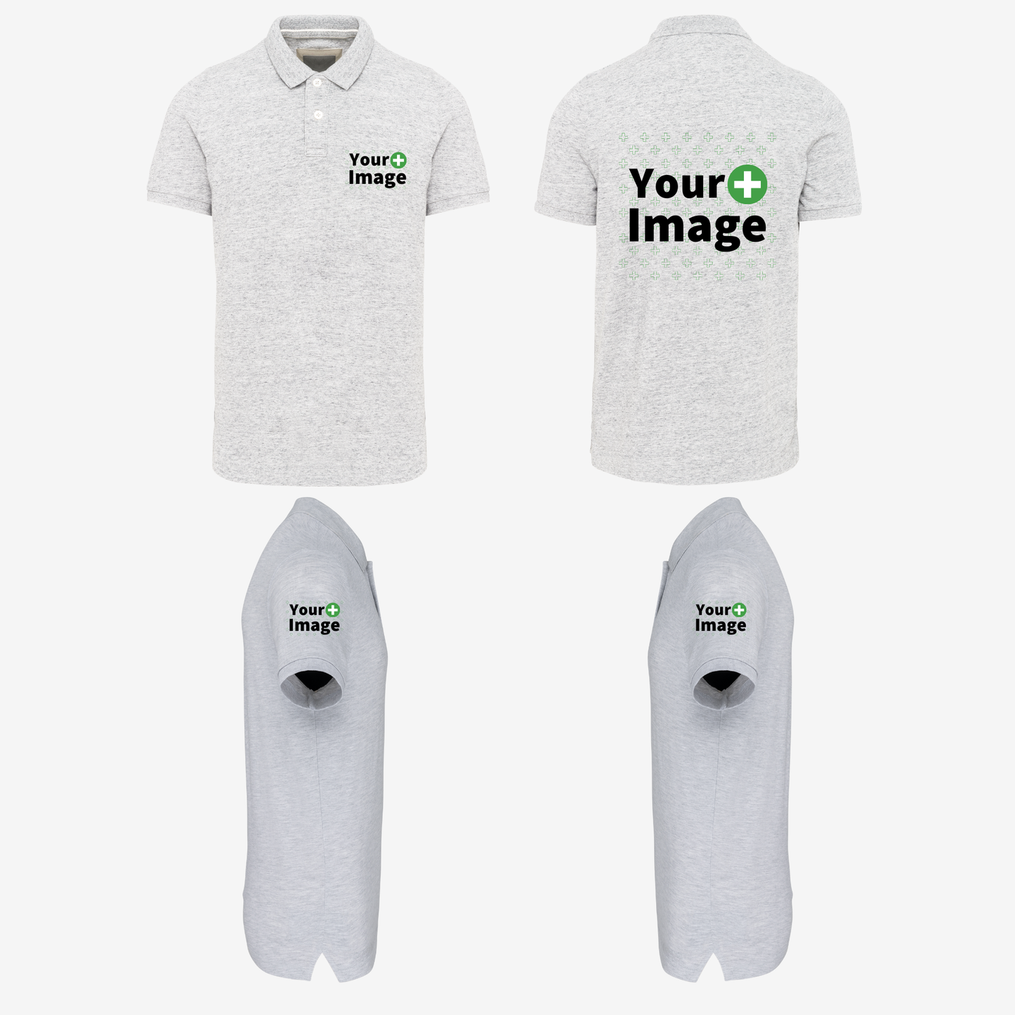 Custom Printed - SHORT SLEEVE POLO - Heather Ash Gray
