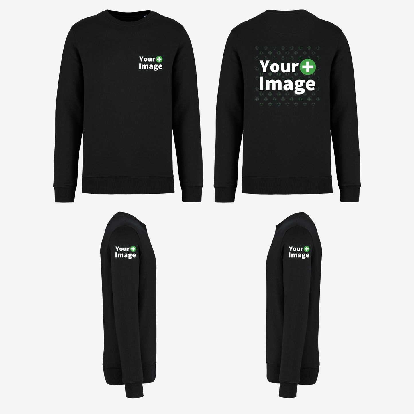Custom Printed - CREW NECK SWEATSHIRT - Black