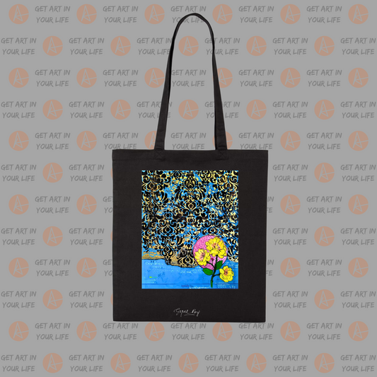 Flower 4: Blue Green on COTTON TOTE BAG
