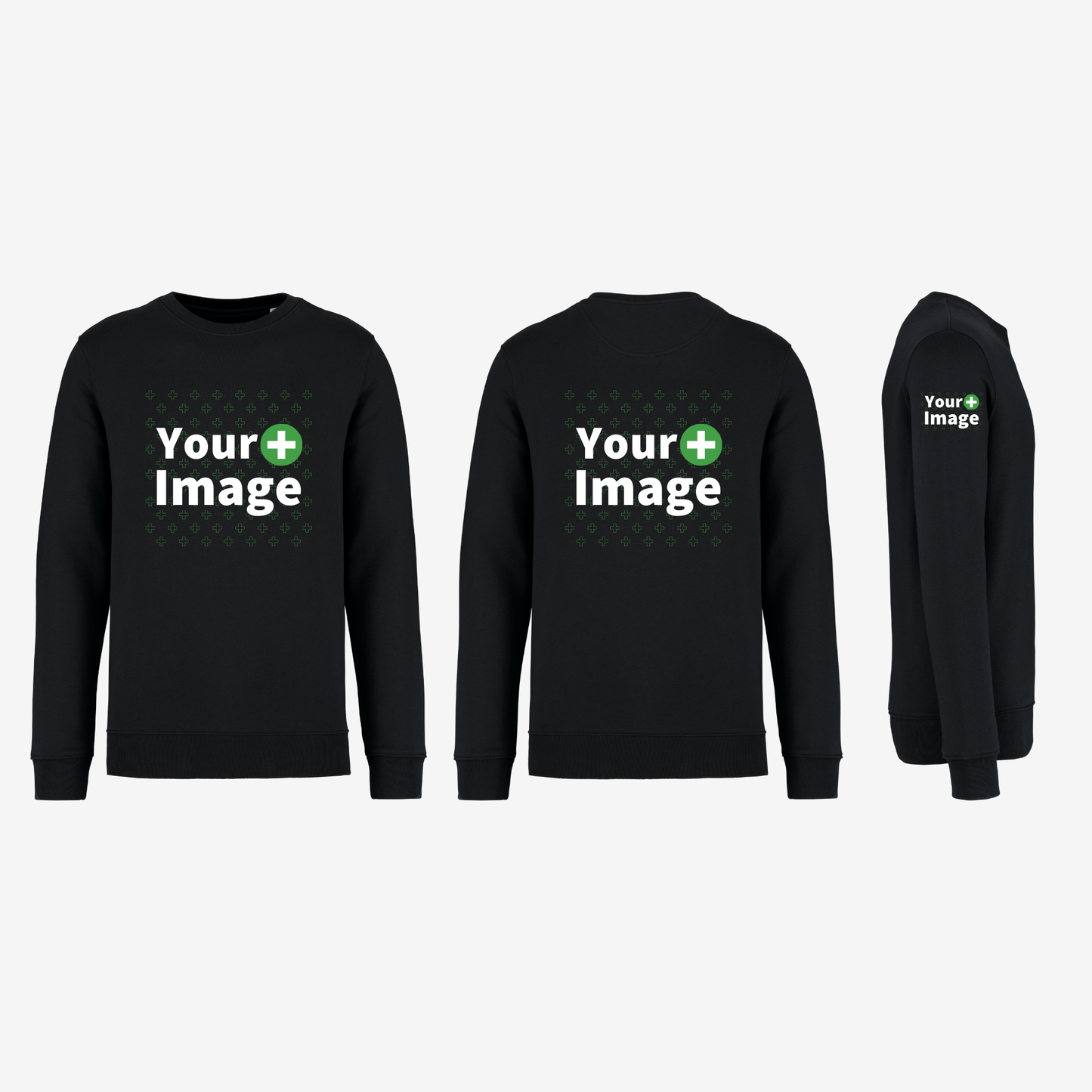 Custom Printed - CREW NECK SWEATSHIRT - Black