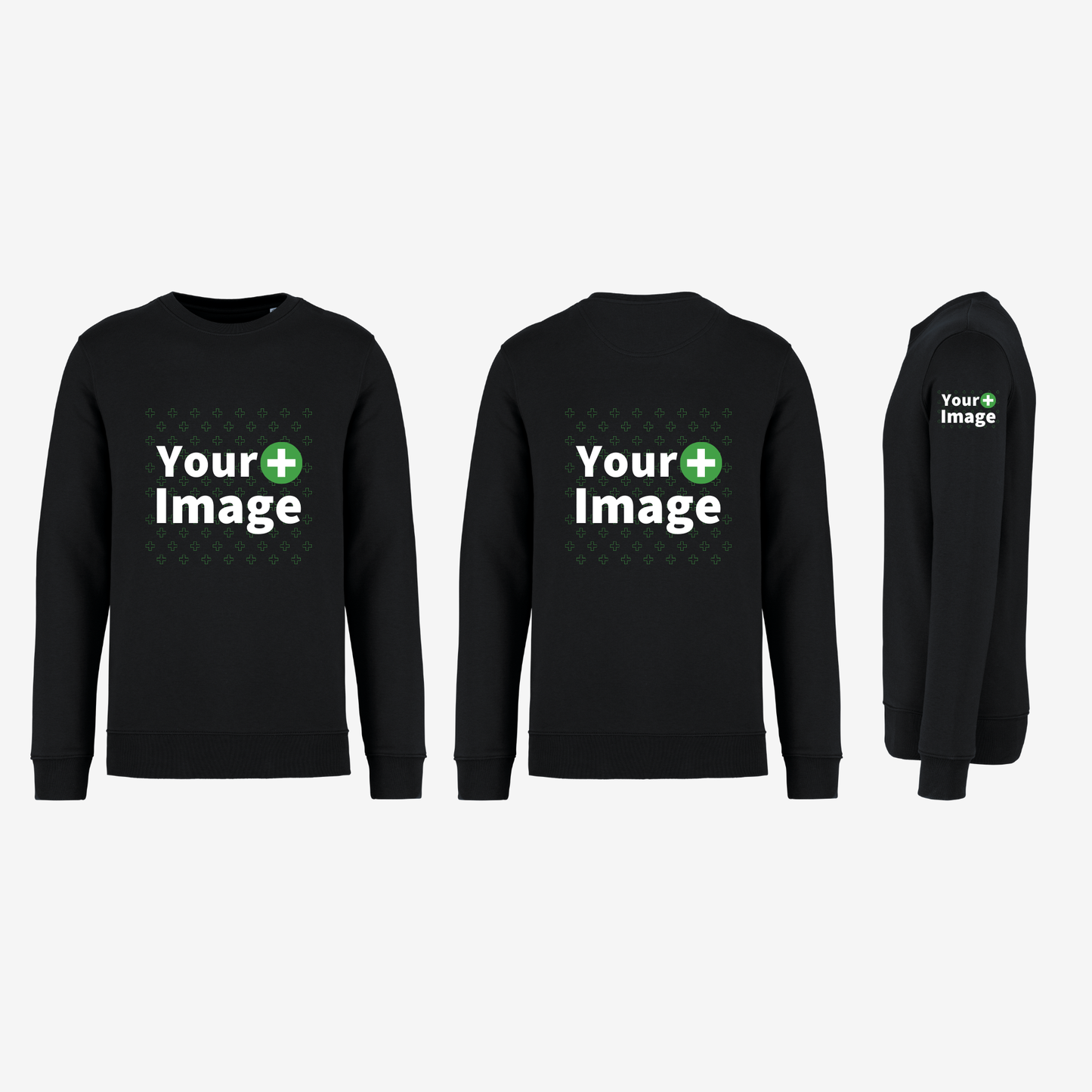 Custom Printed - CREW NECK SWEATSHIRT - Black