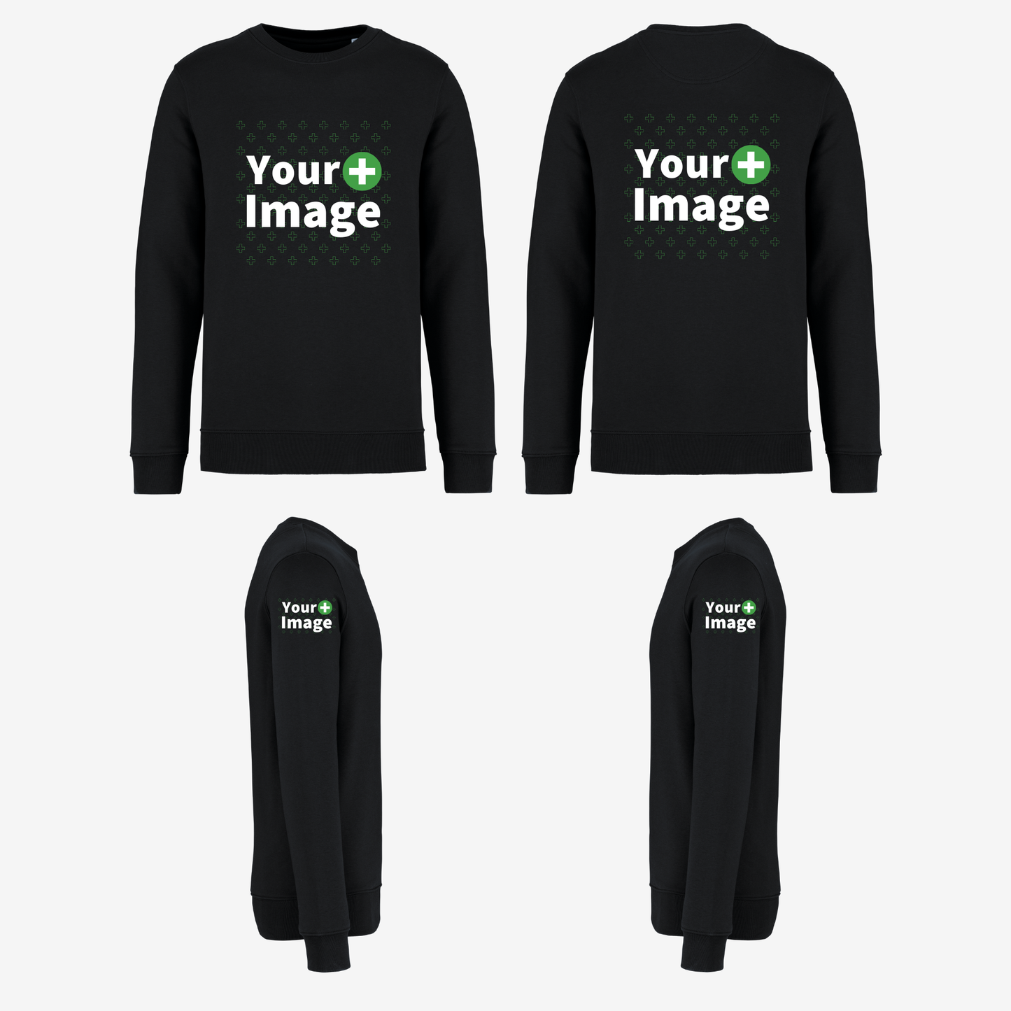 Custom Printed - CREW NECK SWEATSHIRT - Black