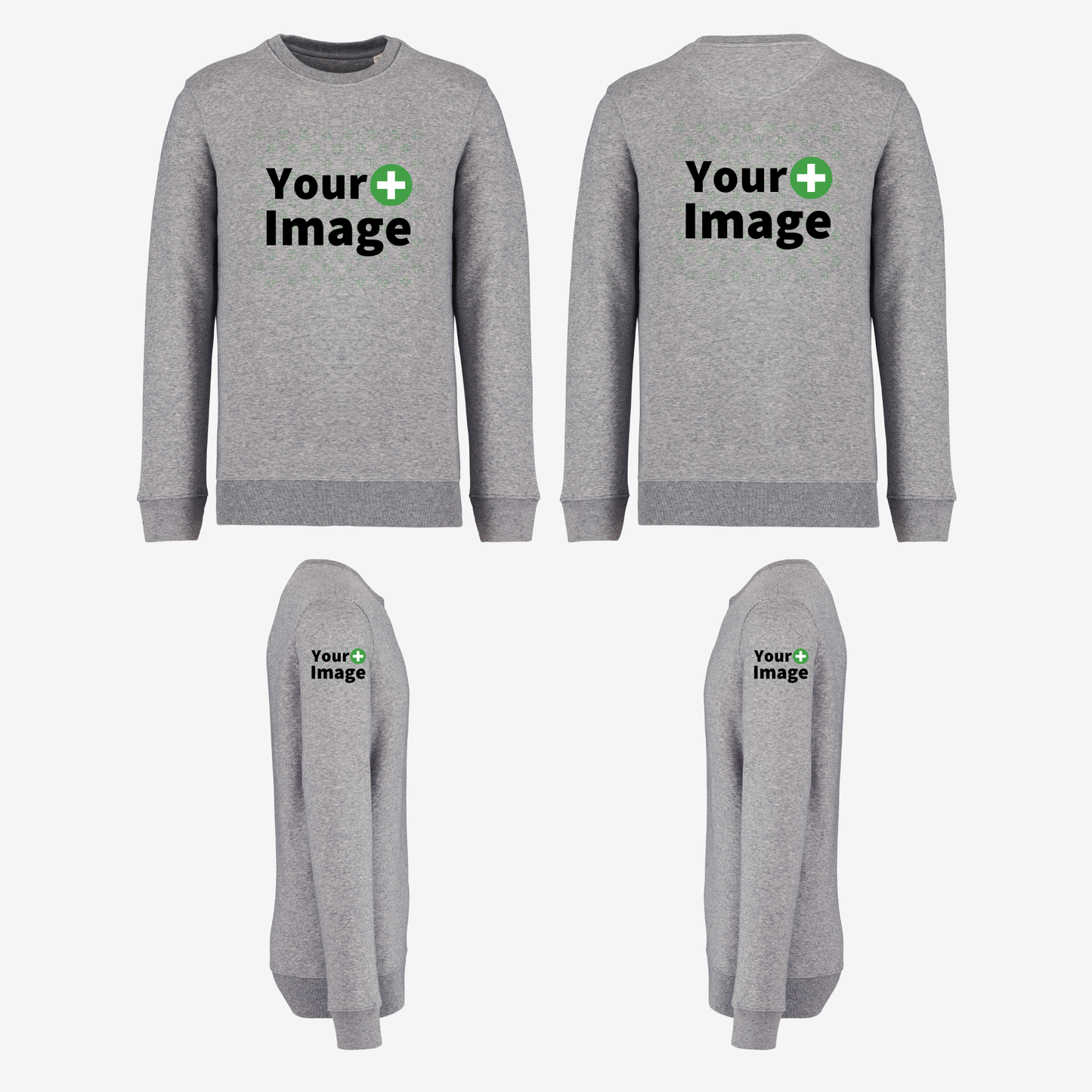 Custom Printed - CREW NECK SWEATSHIRT - Heather Slub Gray