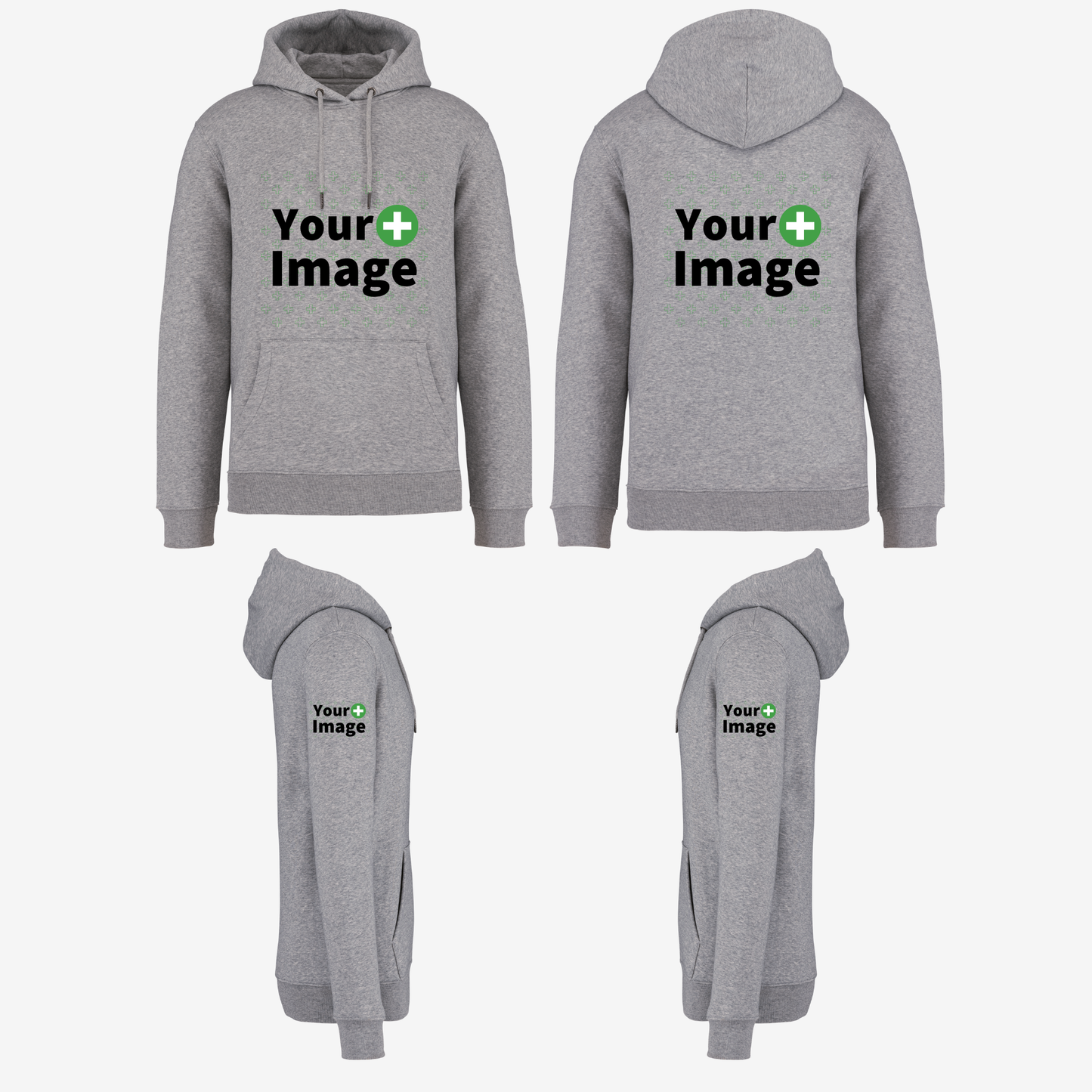 Custom Printed - HOODED SWEATSHIRT - Heather Slub Gray