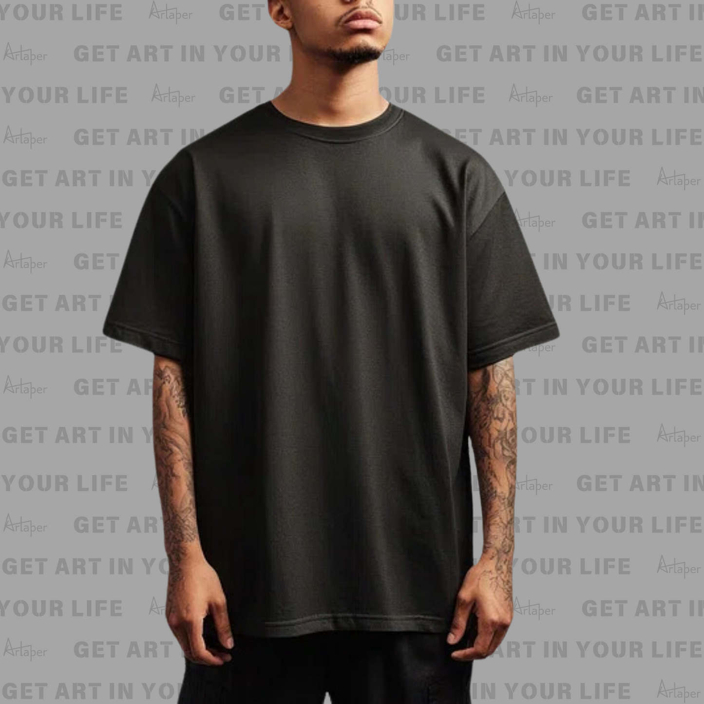 OVERSIZED DROP SHOULDER PLAIN T-SHIRT - Black