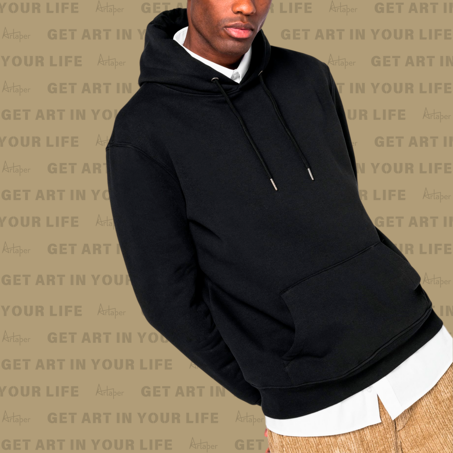 PLAIN HOODED SWEATSHIRT - Black