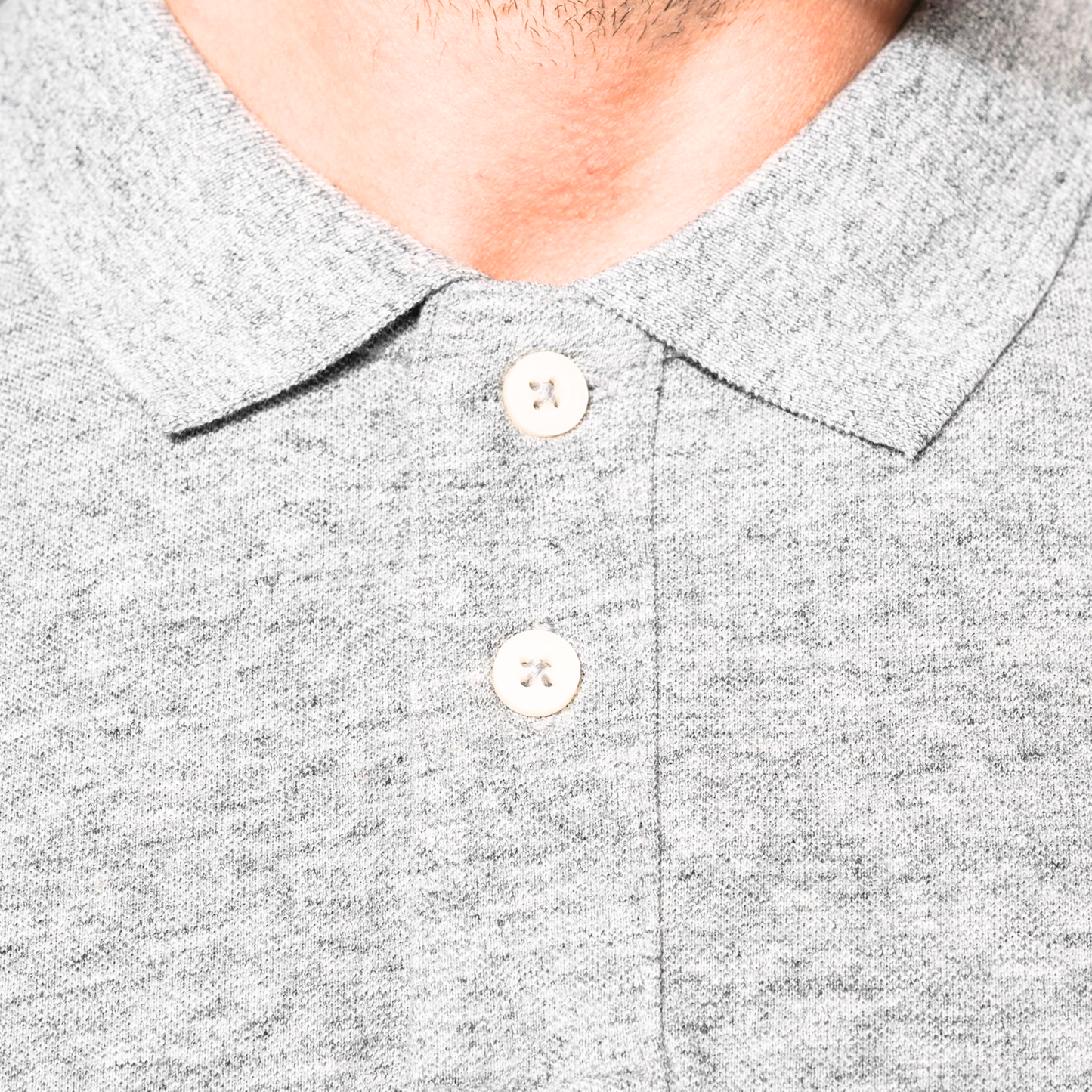 SHORT SLEEVE POLO - Heather Ash Gray