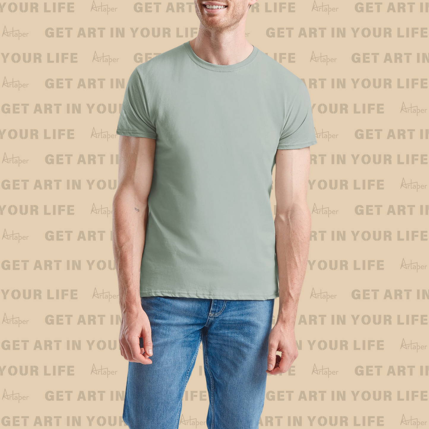REGULAR FIT PLAIN T-SHIRT - Sage