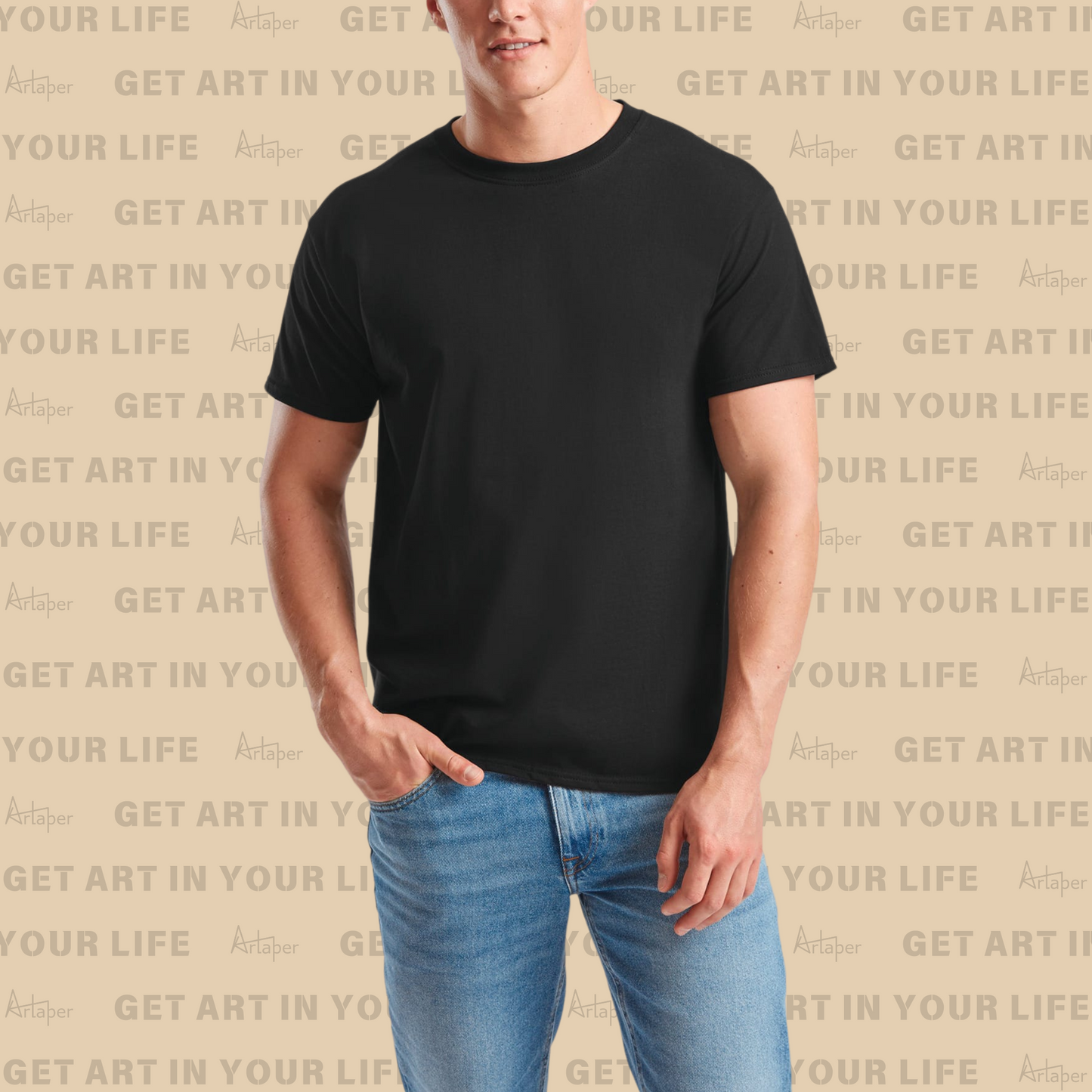 REGULAR FIT PLAIN T-SHIRT - Black