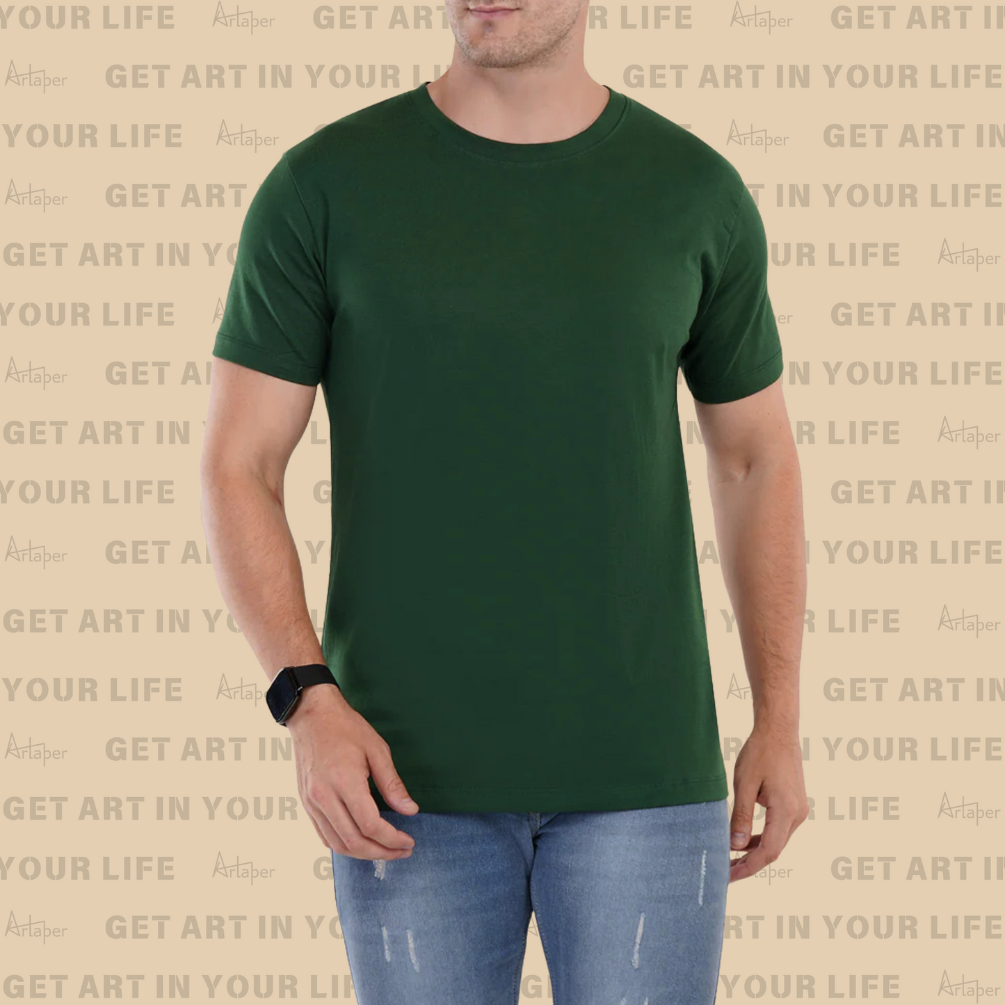 REGULAR FIT PLAIN T-SHIRT - Bottle Green
