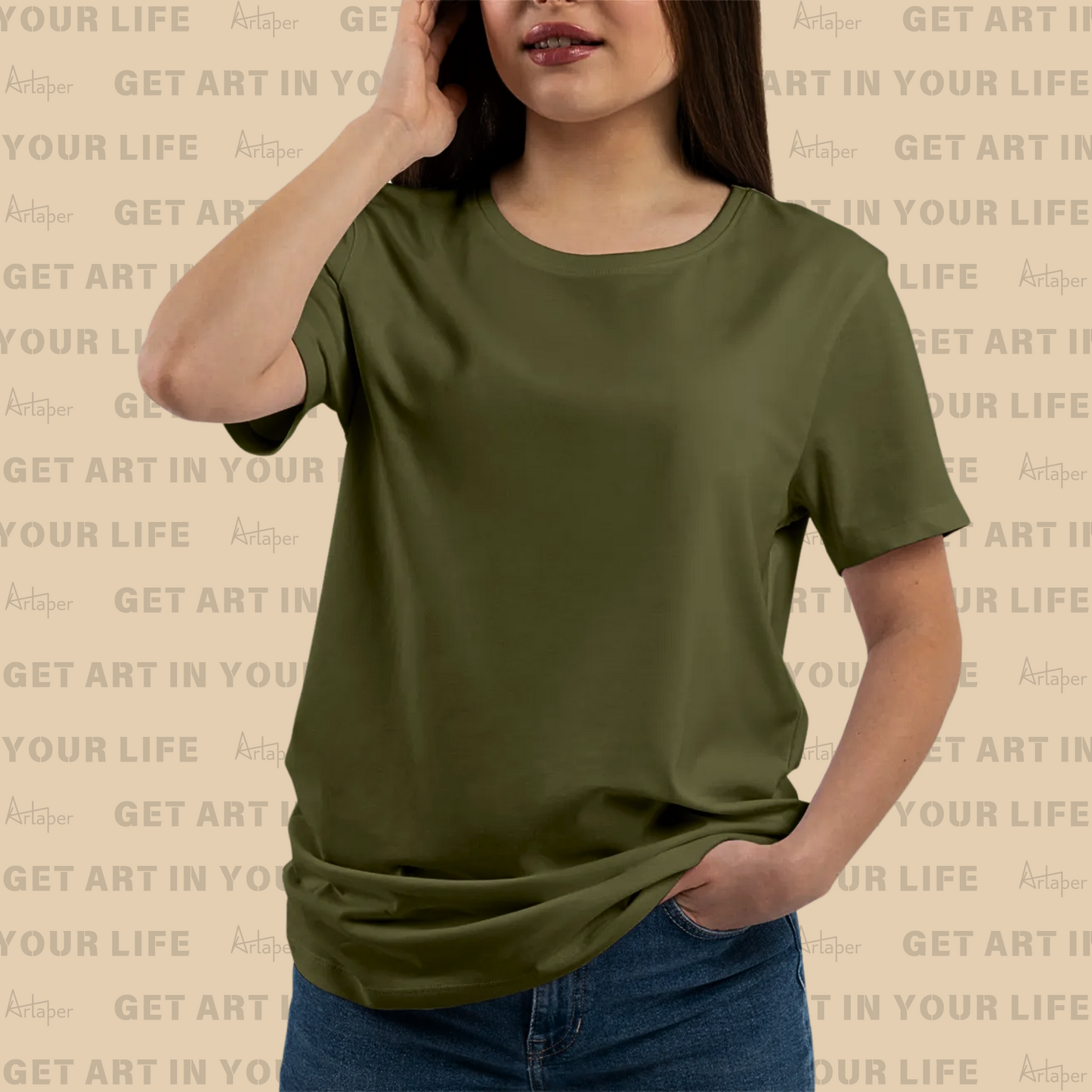 REGULAR FIT PLAIN T-SHIRT - Olive Green