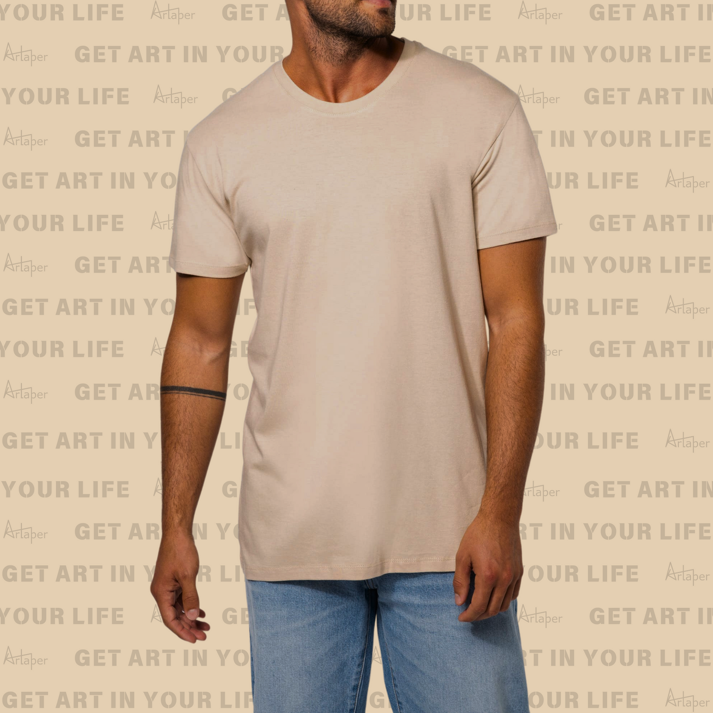 REGULAR FIT PLAIN T-SHIRT - Beige