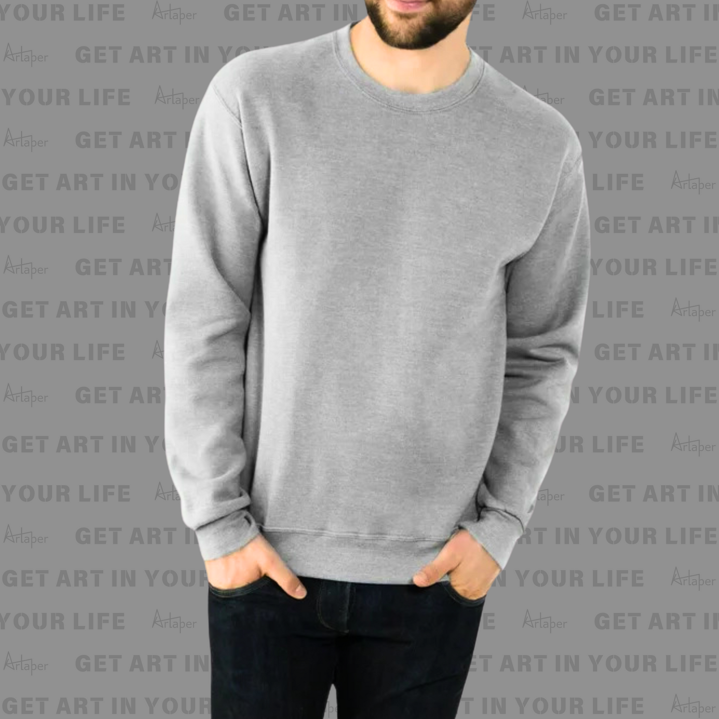 PLAIN CREW NECK SWEATSHIRT - Heather Slub Gray