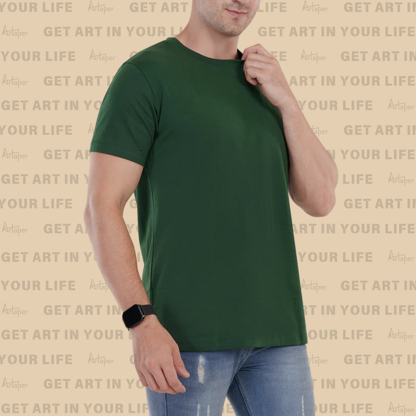 REGULAR FIT PLAIN T-SHIRT - Bottle Green