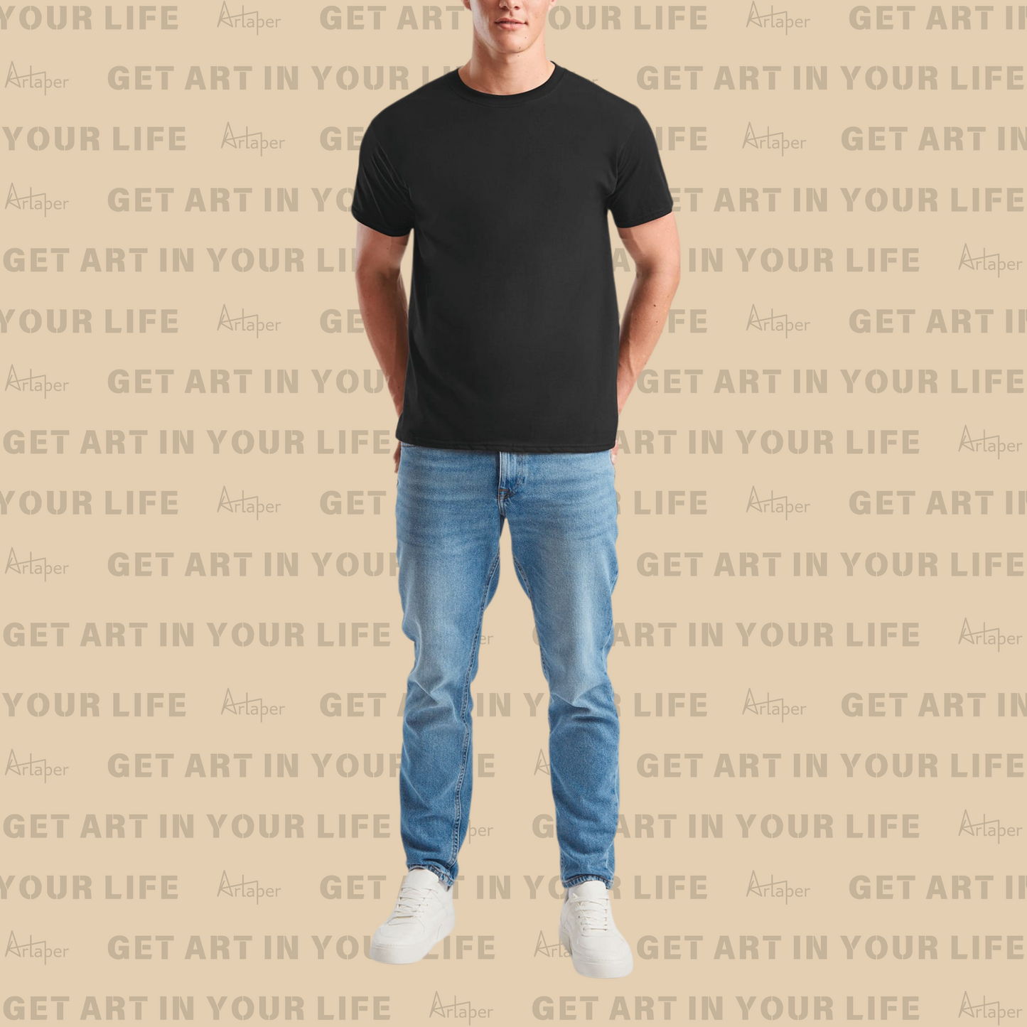 REGULAR FIT PLAIN T-SHIRT - Black