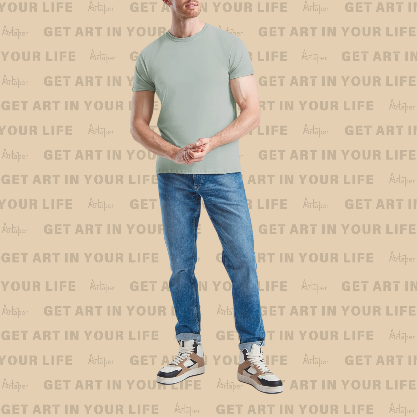 REGULAR FIT PLAIN T-SHIRT - Sage