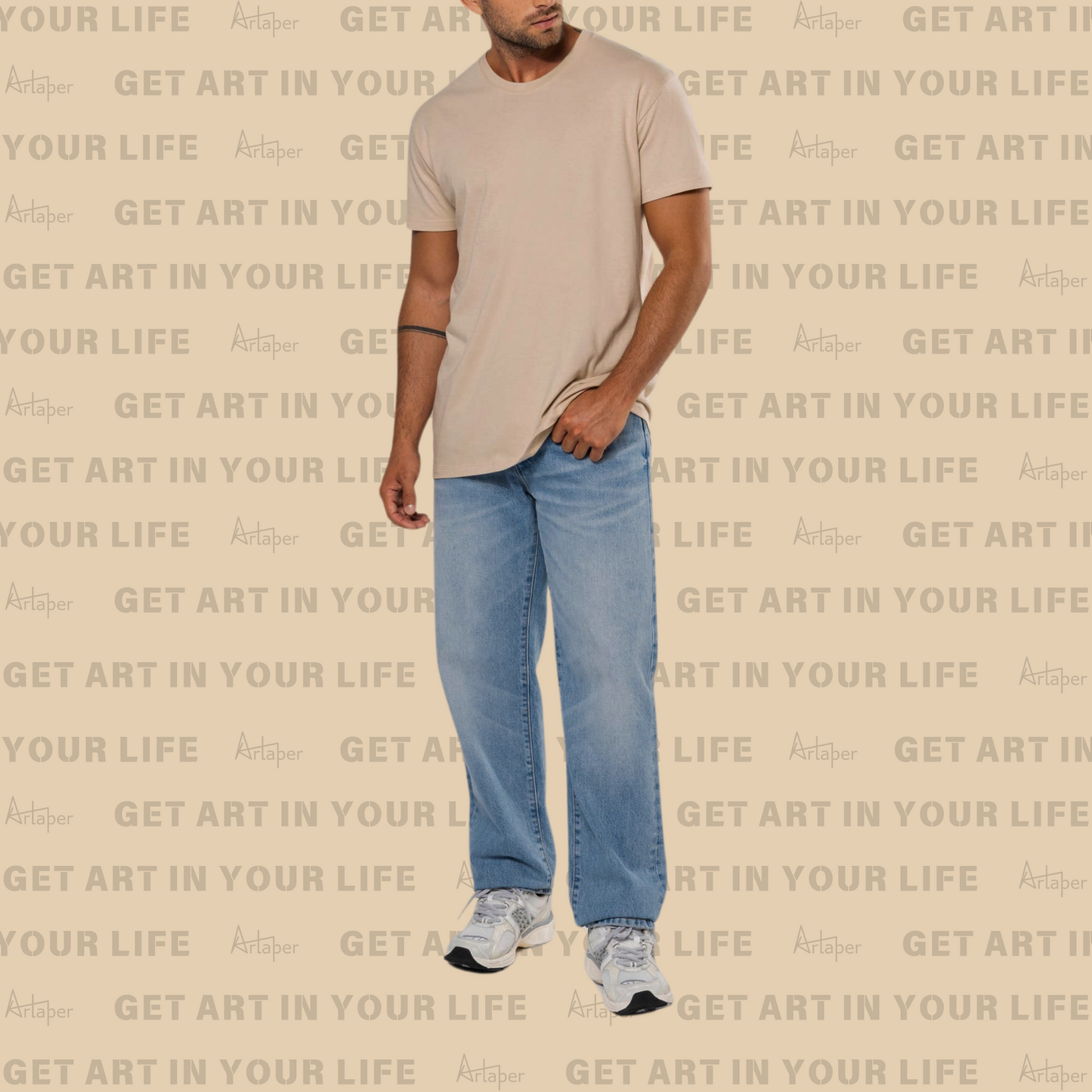 REGULAR FIT PLAIN T-SHIRT - Beige