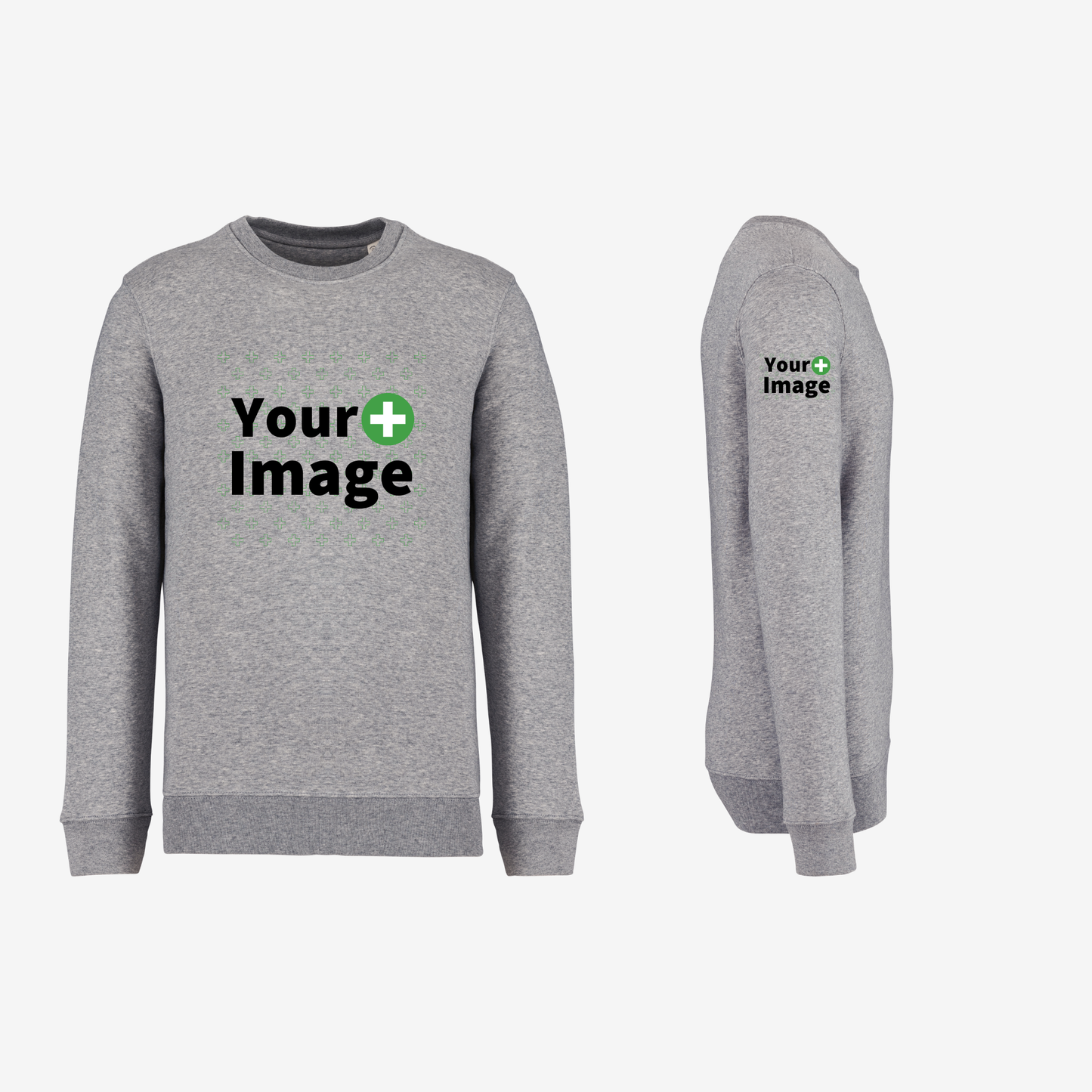 Custom Printed - CREW NECK SWEATSHIRT - Heather Slub Gray