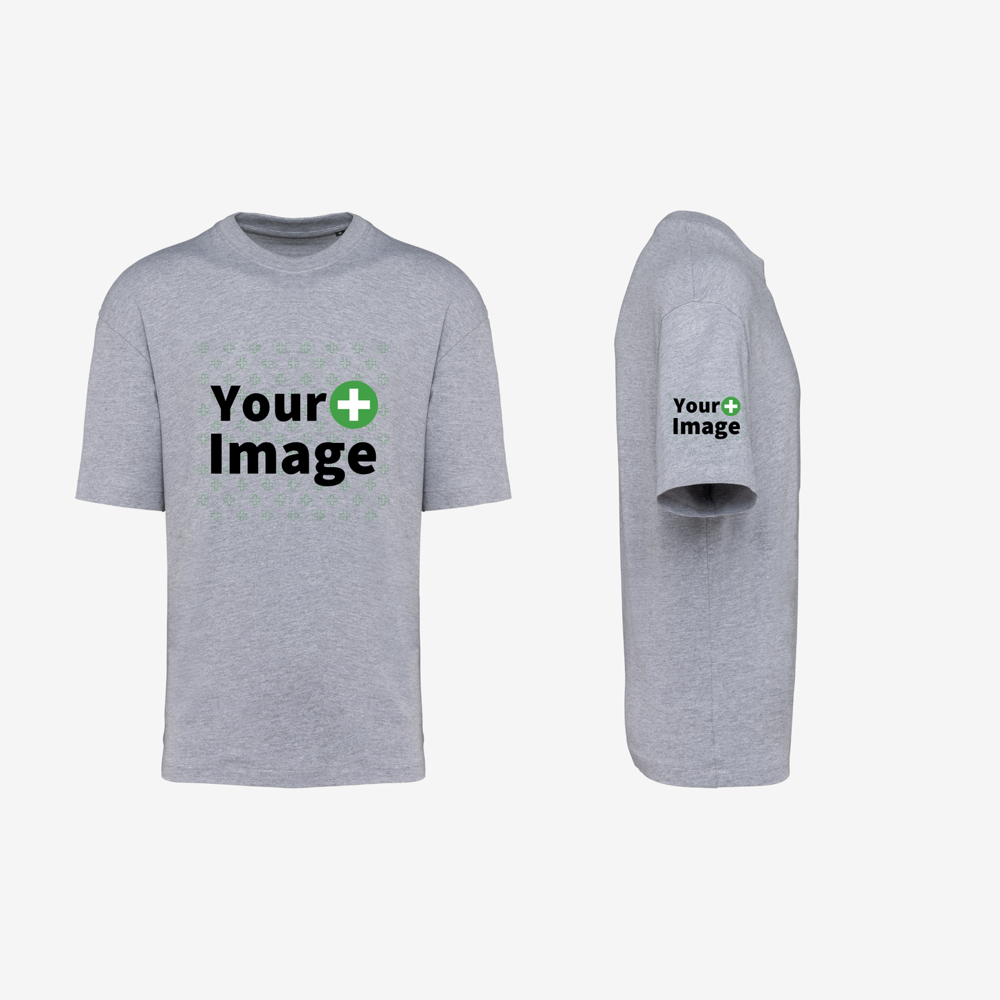 Custom Printed - OVERSIZED DROP SHOULDER T-SHIRT - Heather Slub Gray
