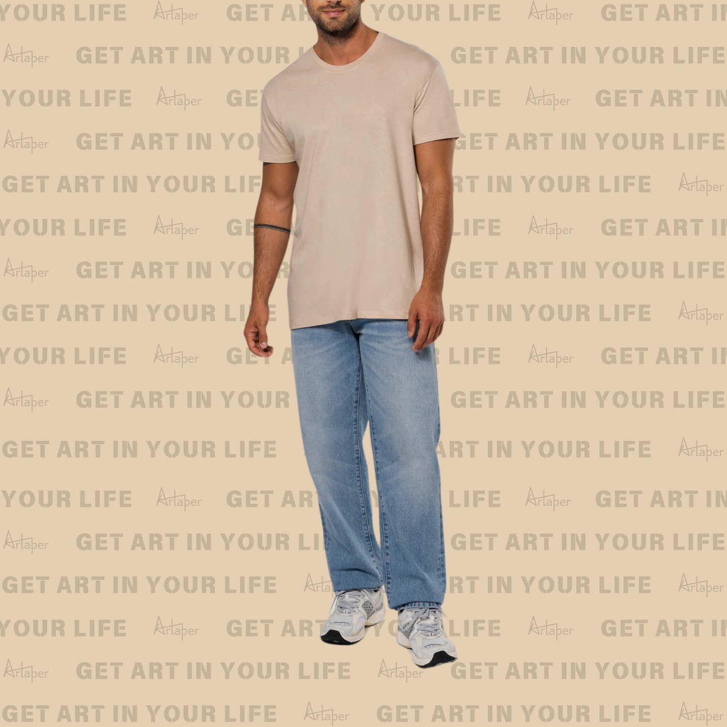 REGULAR FIT PLAIN T-SHIRT - Beige