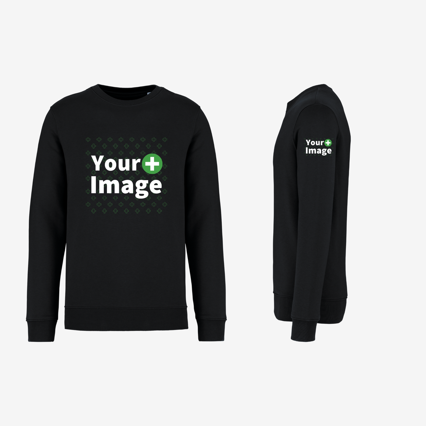 Custom Printed - CREW NECK SWEATSHIRT - Black