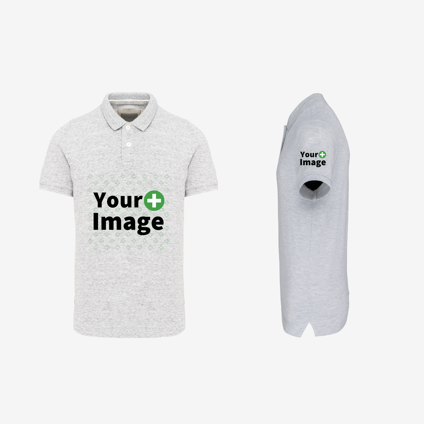 Custom Printed - SHORT SLEEVE POLO - Heather Ash Gray