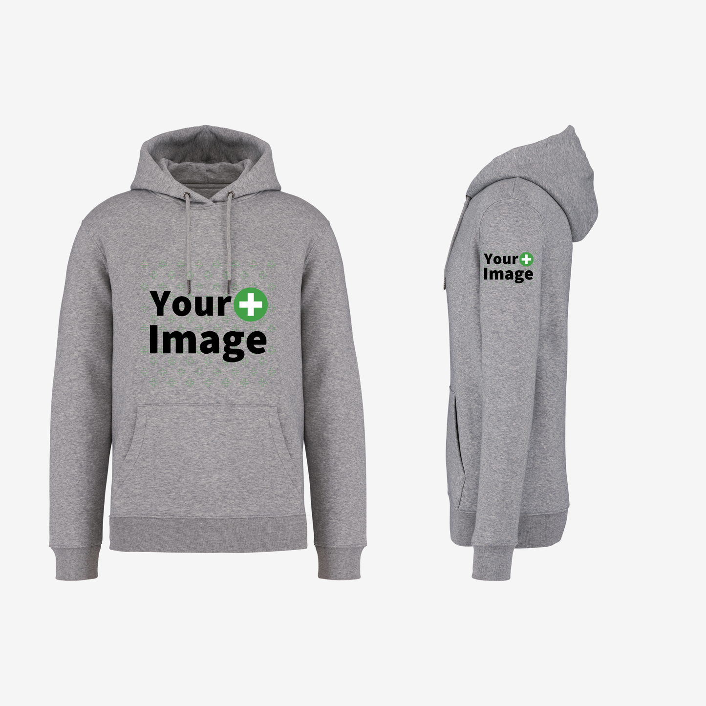 Custom Printed - HOODED SWEATSHIRT - Heather Slub Gray