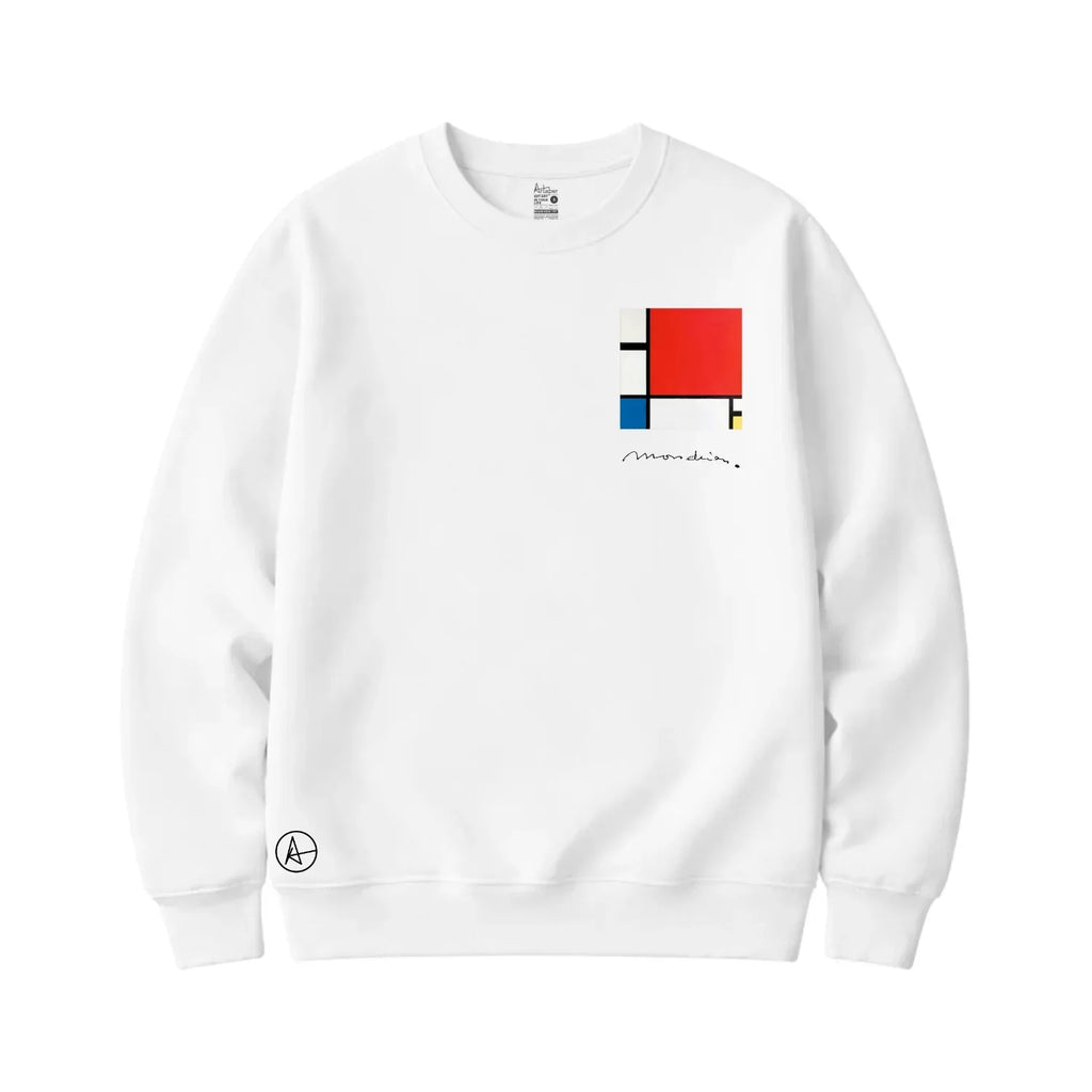 Composition with Red, Blue, and Yellow on Round Neck Sweatshirts