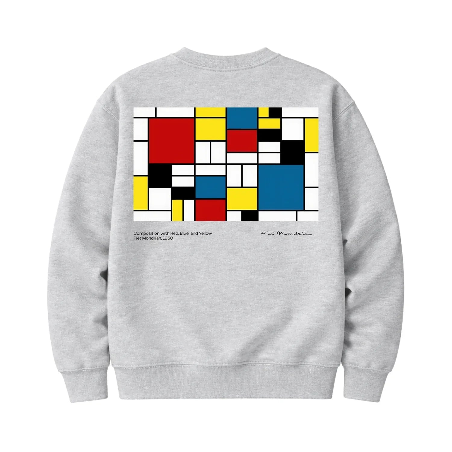 Composition with Red, Blue, and Yellow on Round Neck Sweatshirts
