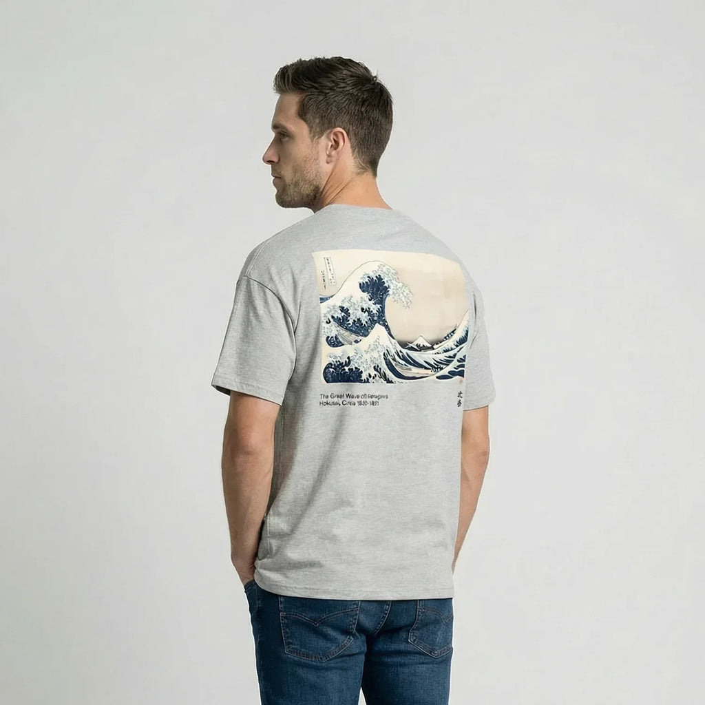 The Great Wave of Kanagawa on Drop Shoulder T-shirts