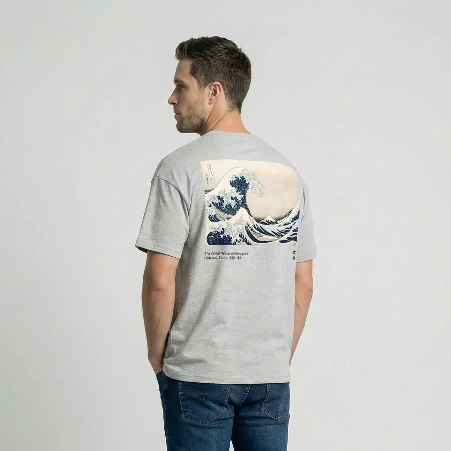 The Great Wave off Kanagawa on Drop Shoulder T-shirts