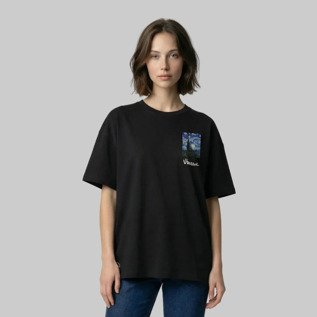 The Starry Night on Drop Shoulder T-shirts