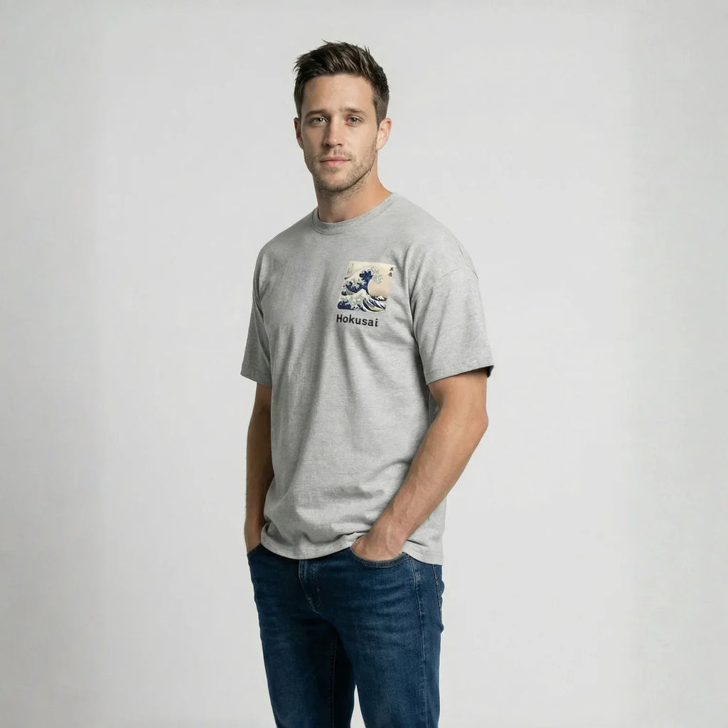 The Great Wave of Kanagawa on Drop Shoulder T-shirts