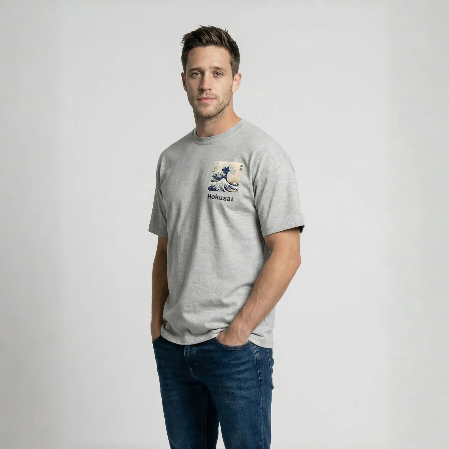 The Great Wave off Kanagawa on Drop Shoulder T-shirts