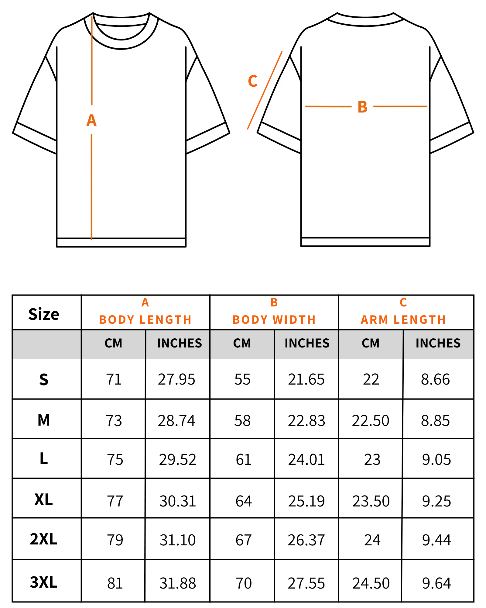 Oversized_T-shirt_Size_Guide - Artaper