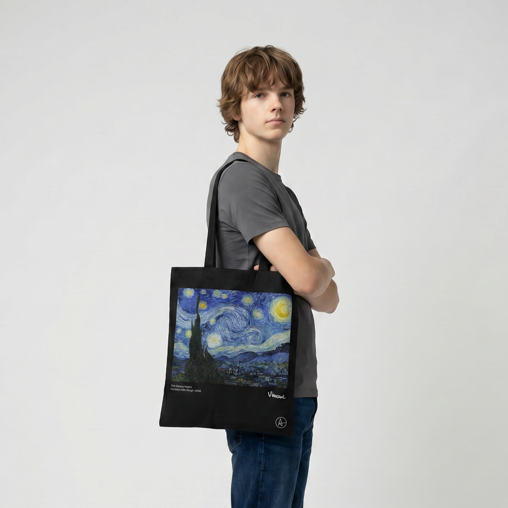 The Starry Night on Cotton Tote Bags