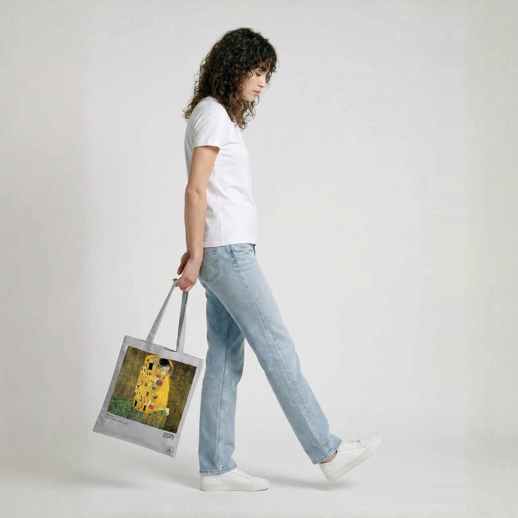The Kiss on Cotton Tote Bags